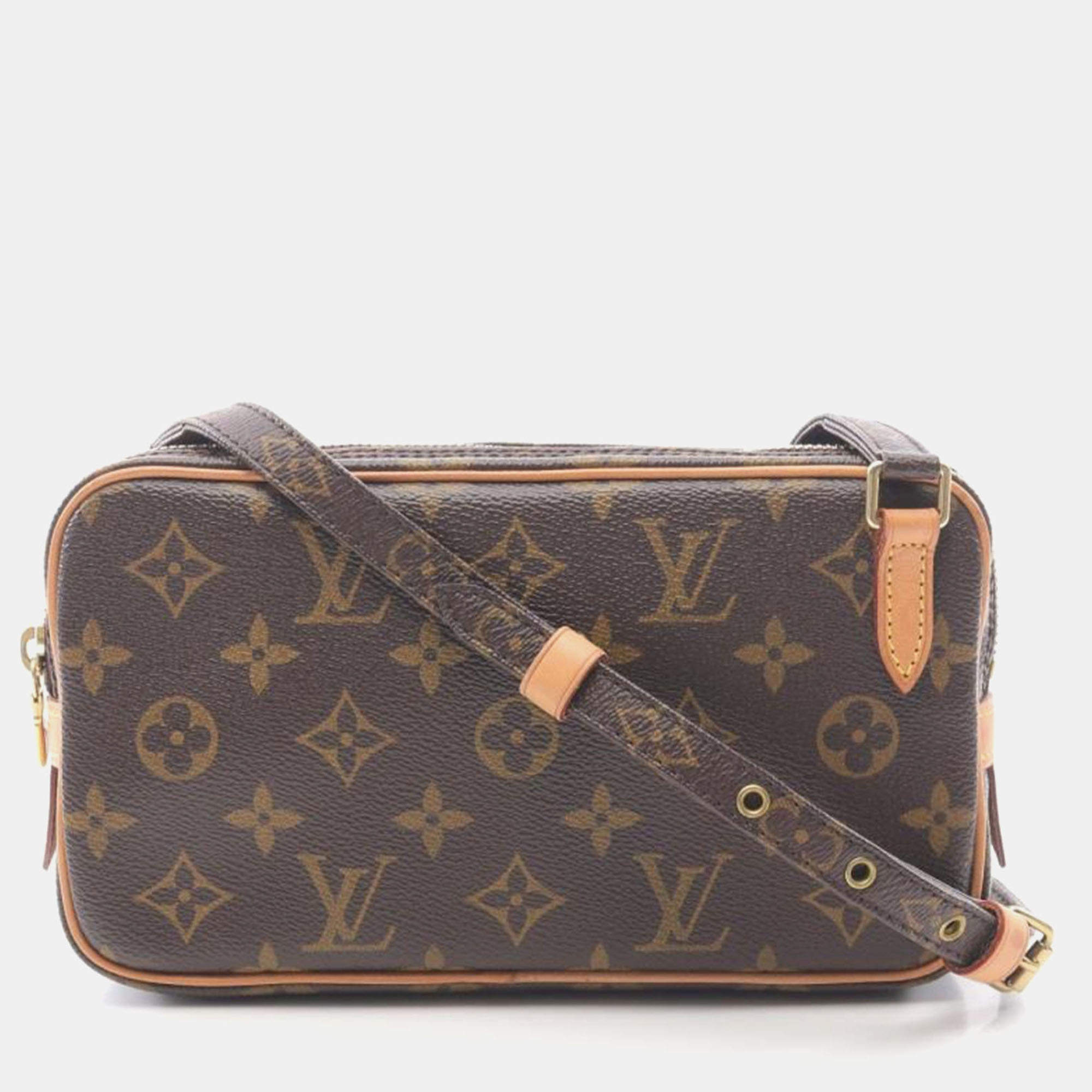 Pre Owned Louis Vuitton Marly Bandouliere Brown Monogram Canvas Shoulder Bag