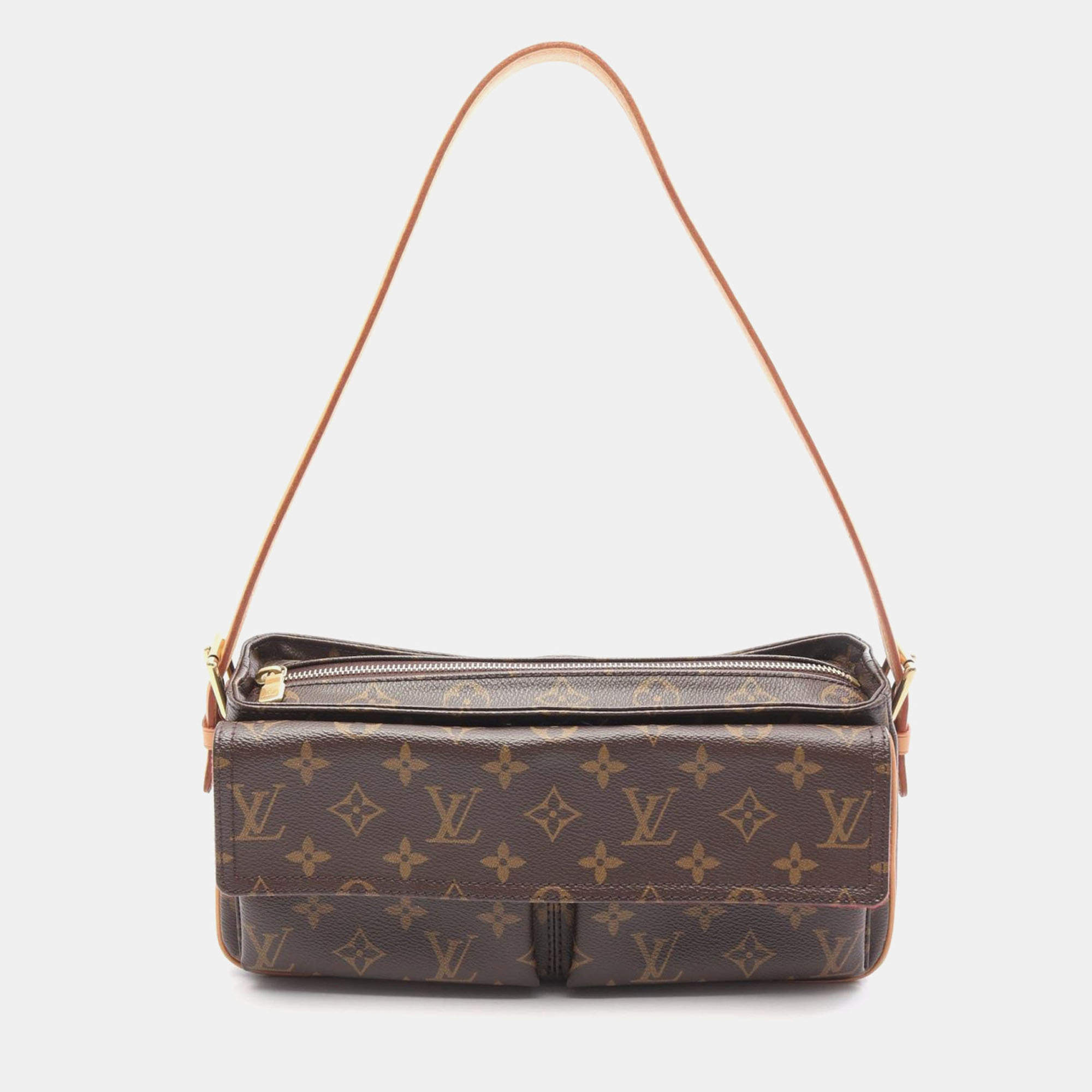 Pre Owned Louis Vuitton Vivacite MM Brown Monogram Canvas Shoulder Bag