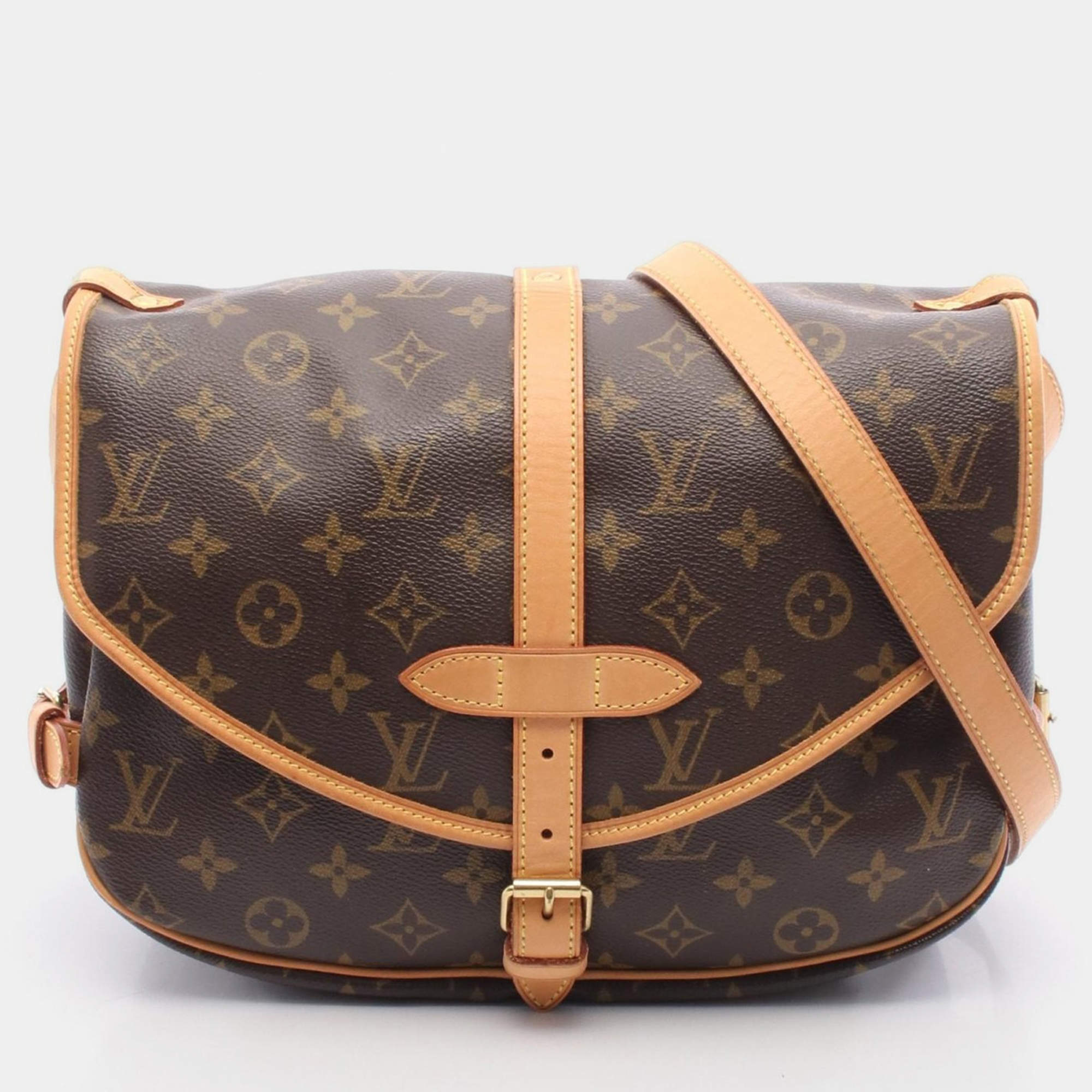 Pre Owned Louis Vuitton Saumur 30 Brown Monogram Canvas Crossbody Bag