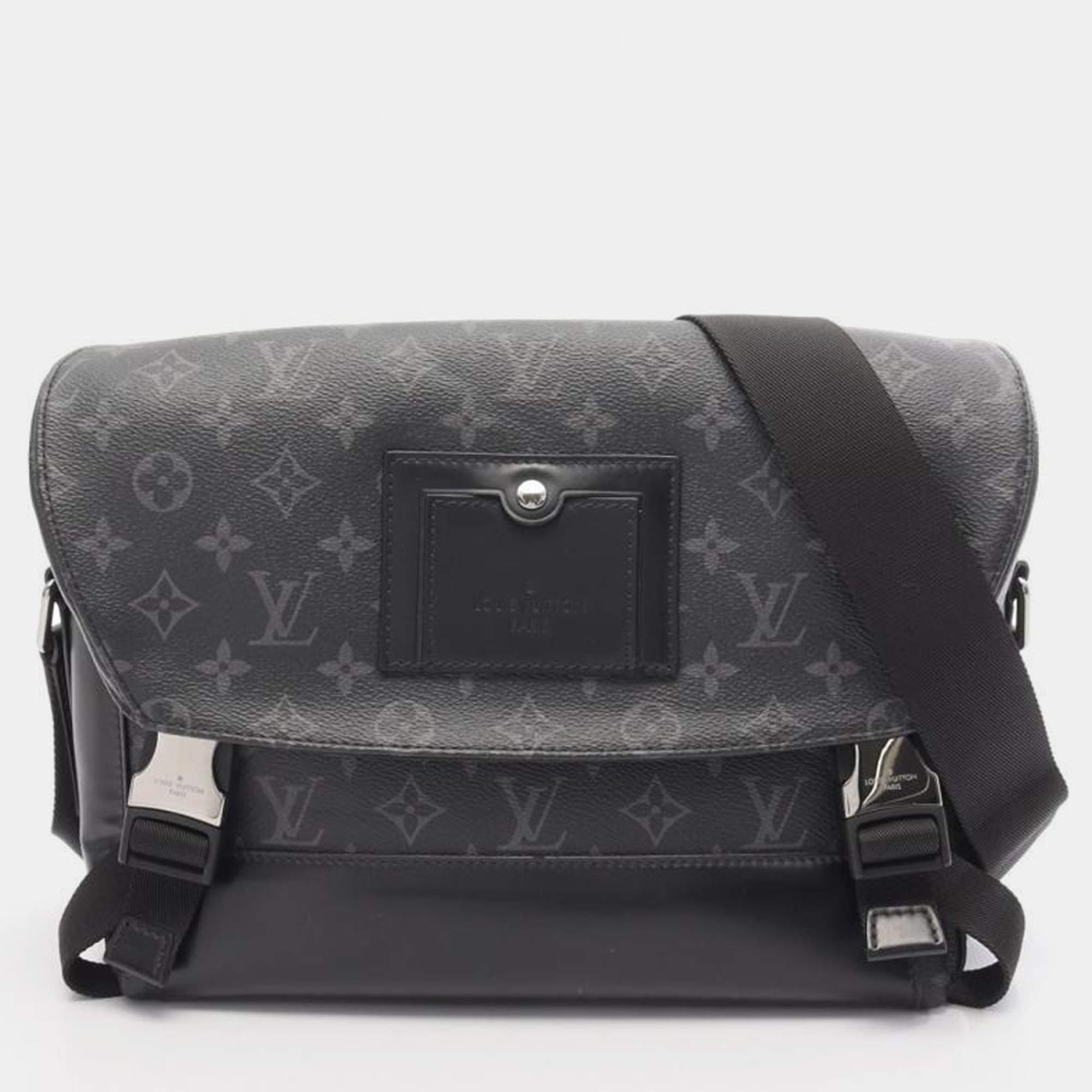 Pre Owned Louis Vuitton Messenger Voyage PM Black Monogram Eclipse Canvas Crossbody Bag
