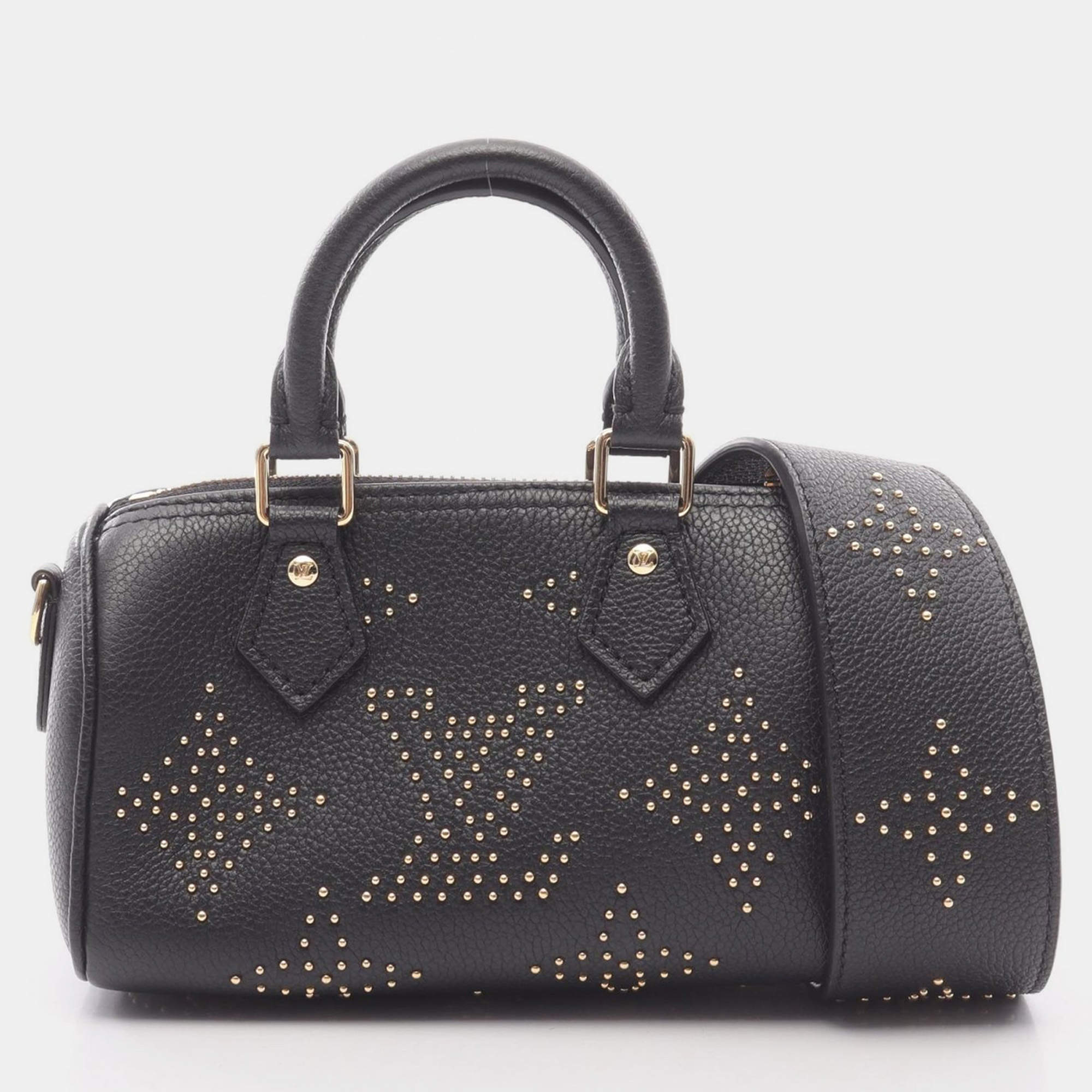 Pre Owned Louis Vuitton Nano Speedy Black Monogram Empreinte Leather Shoulder Bag