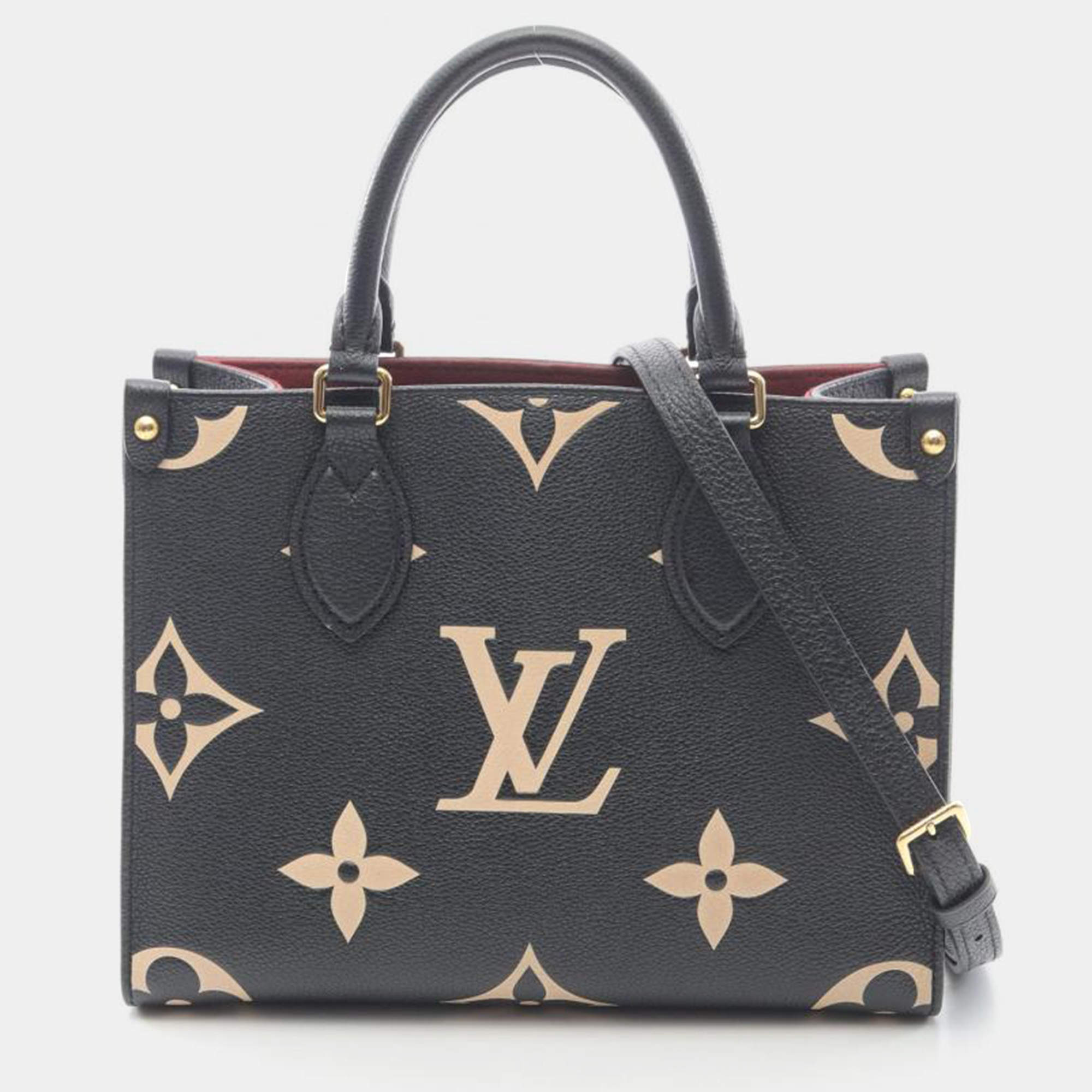 Pre Owned Louis Vuitton OnTheGo PM Black Bicolor Monogram Empreinte Leather Tote Bag
