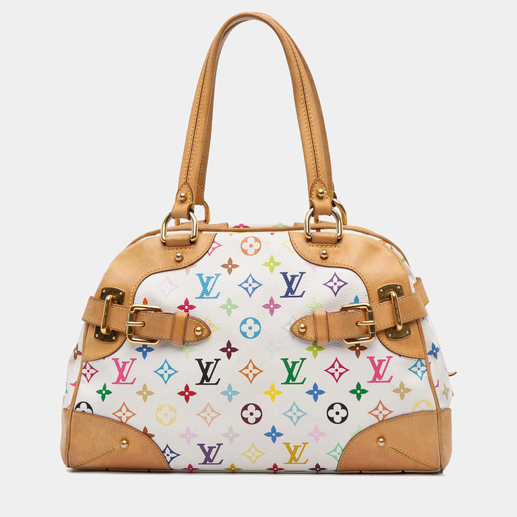 Pre Owned Louis Vuitton Brown White Monogram Multicolore Claudia