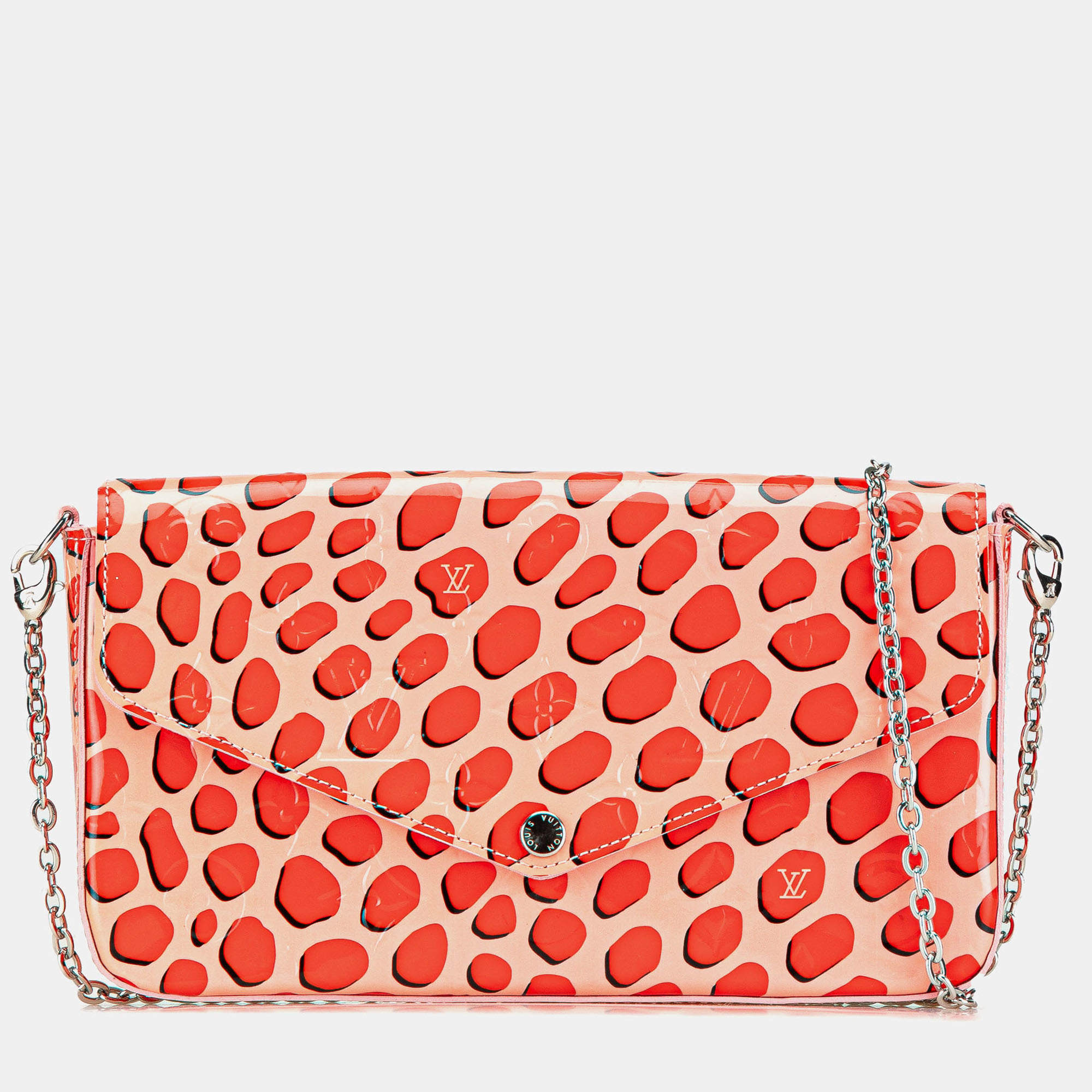 Pre Owned Louis Vuitton Pink Monogram Vernis Jungle Dots Pochette Felicie