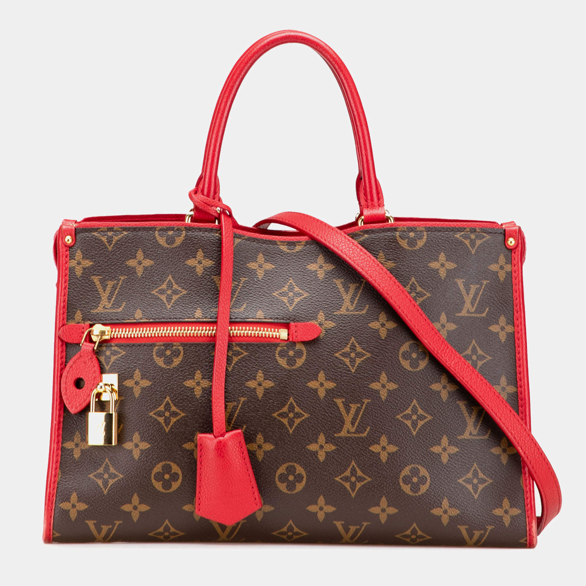 Pre Owned Louis Vuitton Brown Red Monogram Popincourt PM