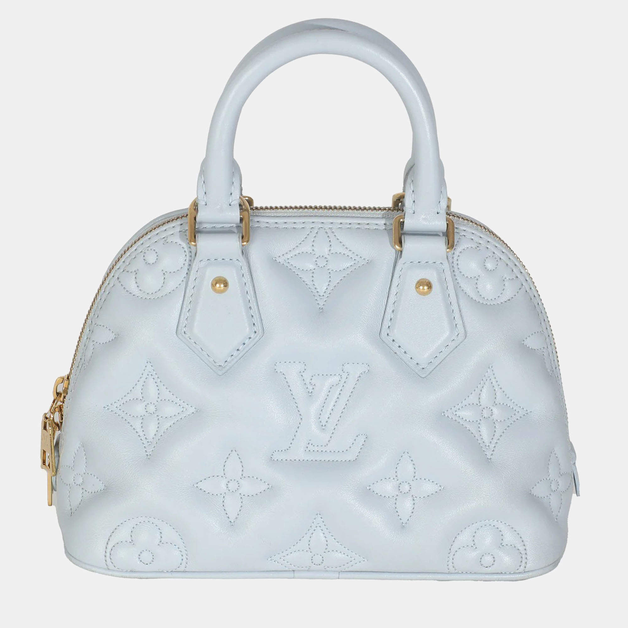 Pre Owned Louis Vuitton Blue Glacier Bubblegram Calfskin Alma BB Bag
