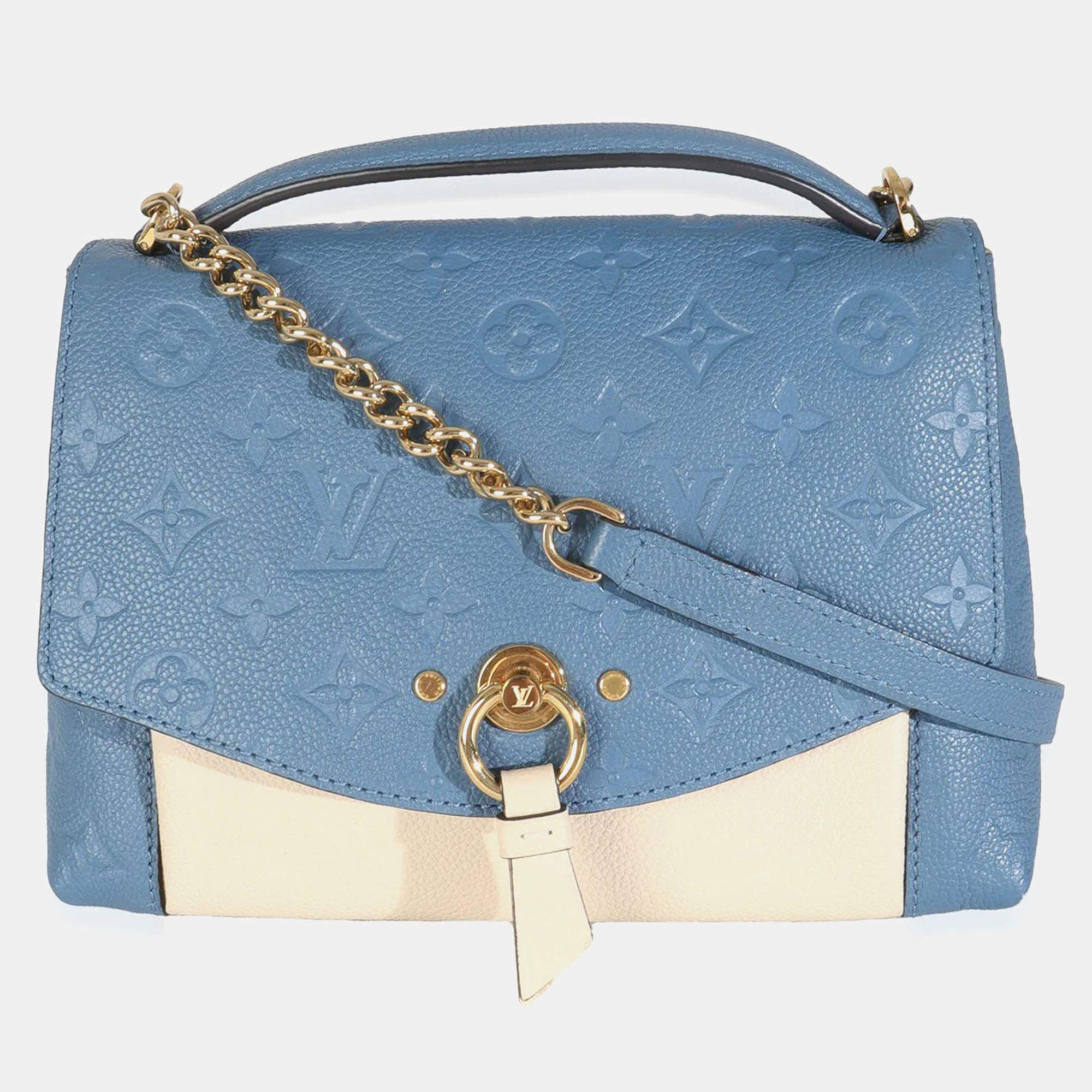 Pre Owned Louis Vuitton Denim Creme Monogram Empreinte Blanche BB