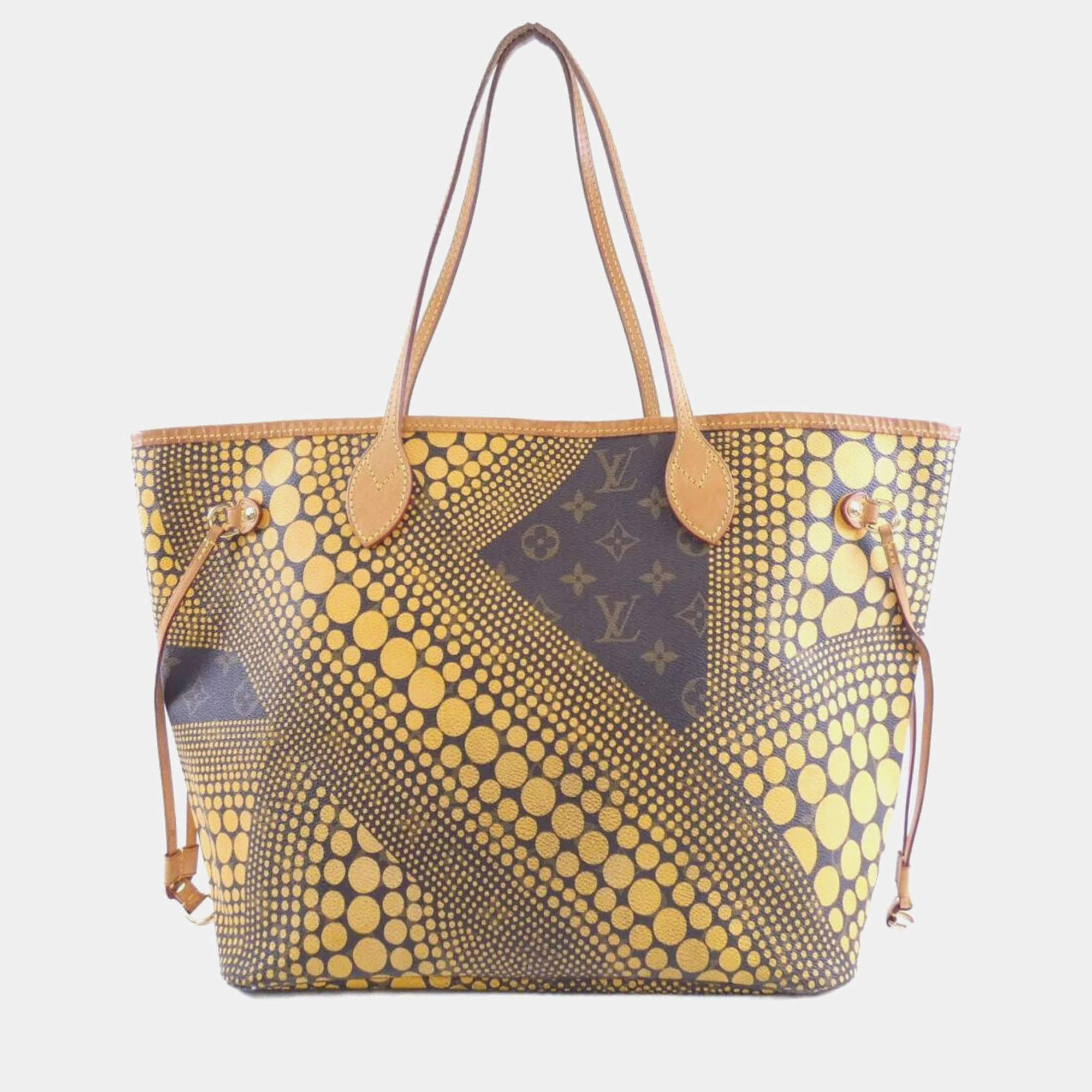 Pre Owned Louis Vuitton Neverfull MM Monogram Wave Yayoi Kusama Coated Canvas Tote Bag