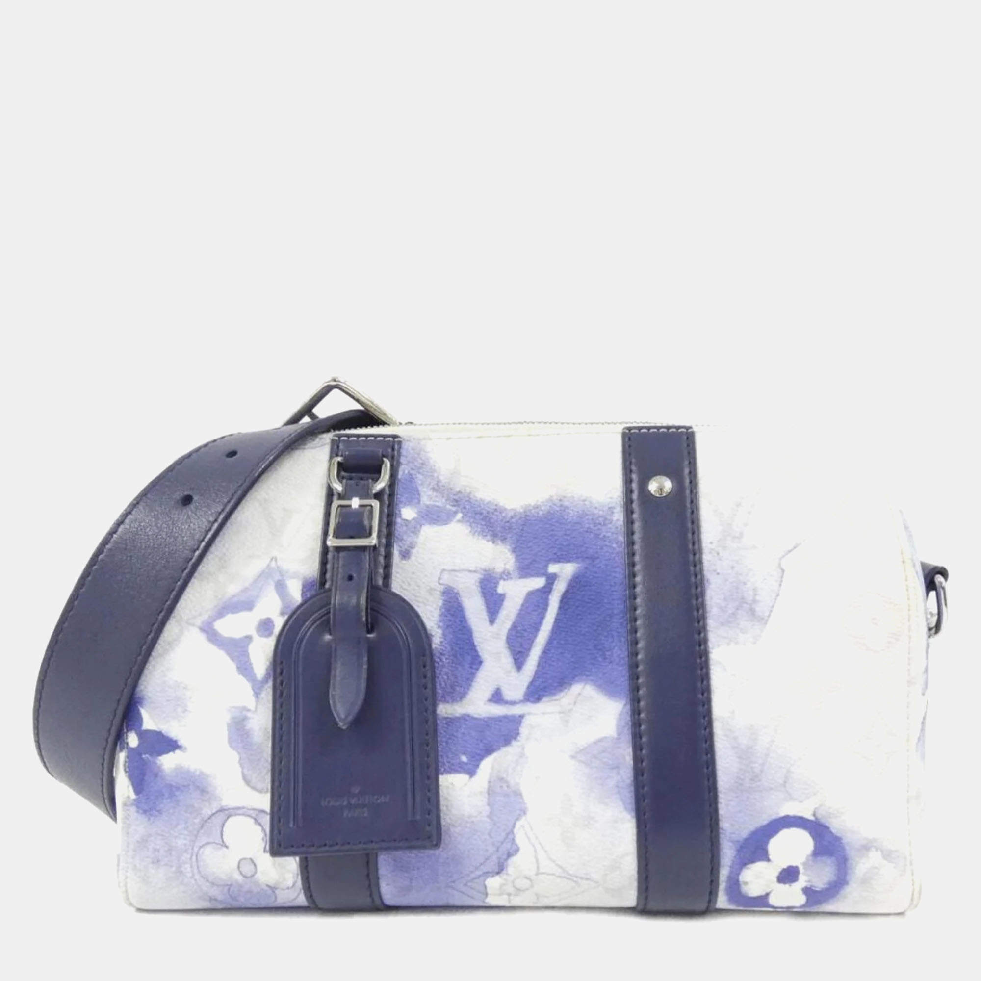 Pre Owned Louis Vuitton City Keepall Blue Watercolor Monogram Canvas Boston Bag