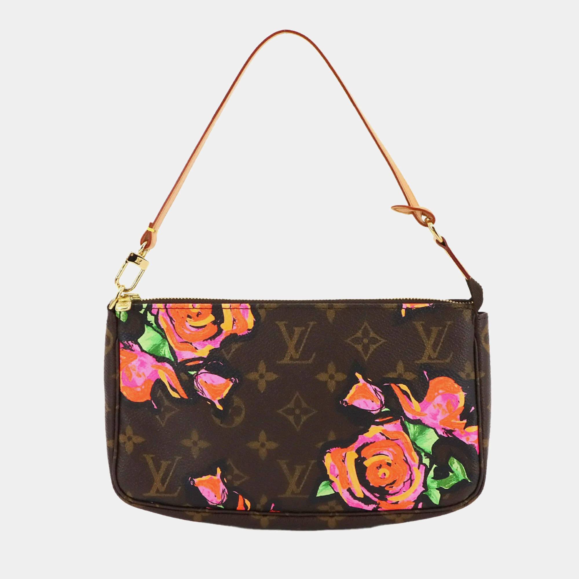 Pre Owned Louis Vuitton Pochette Accessoires Rose Monogram Brown Pink Coated Canvas Shoulder Bag