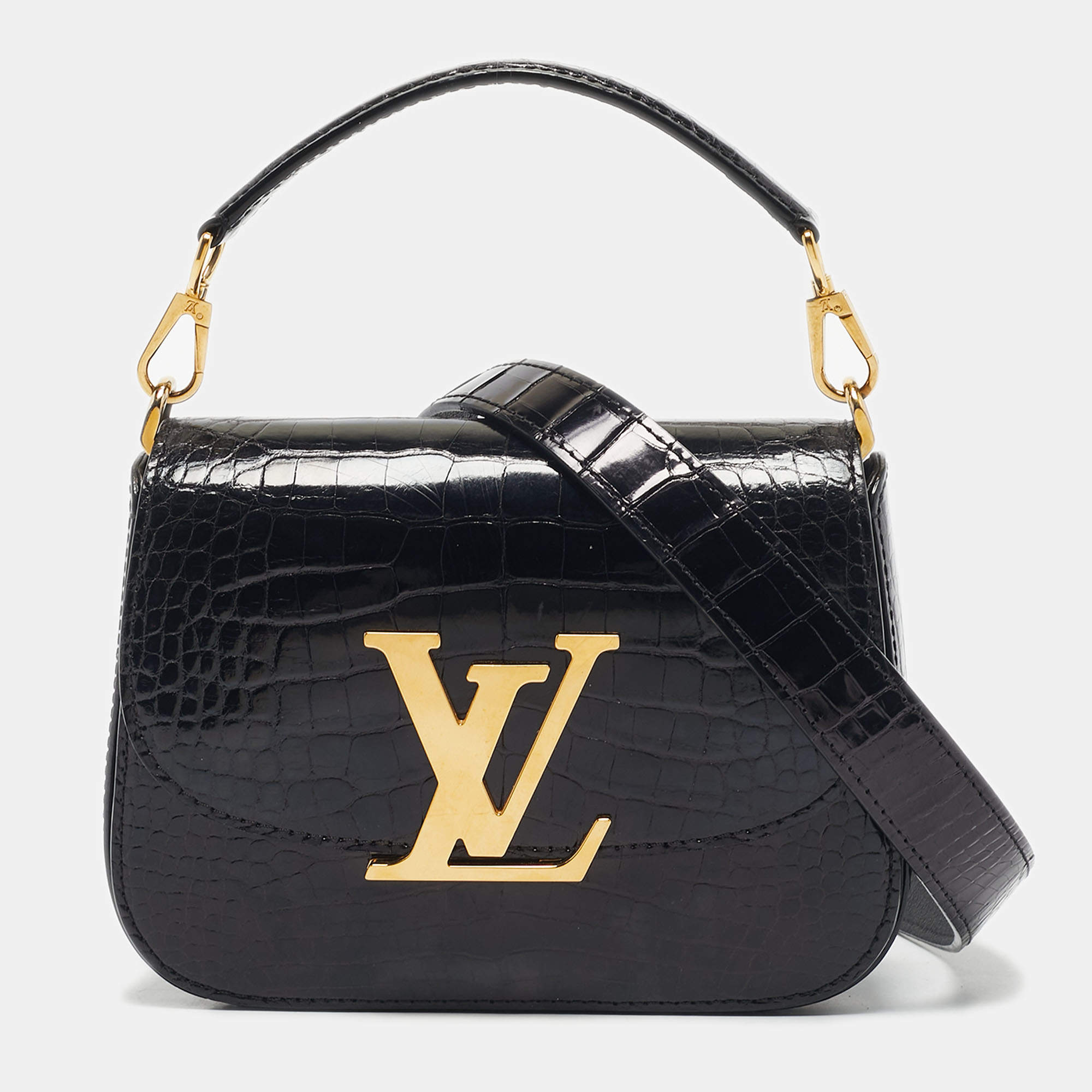 Pre Owned Louis Vuitton Black Alligator Vivienne Bag