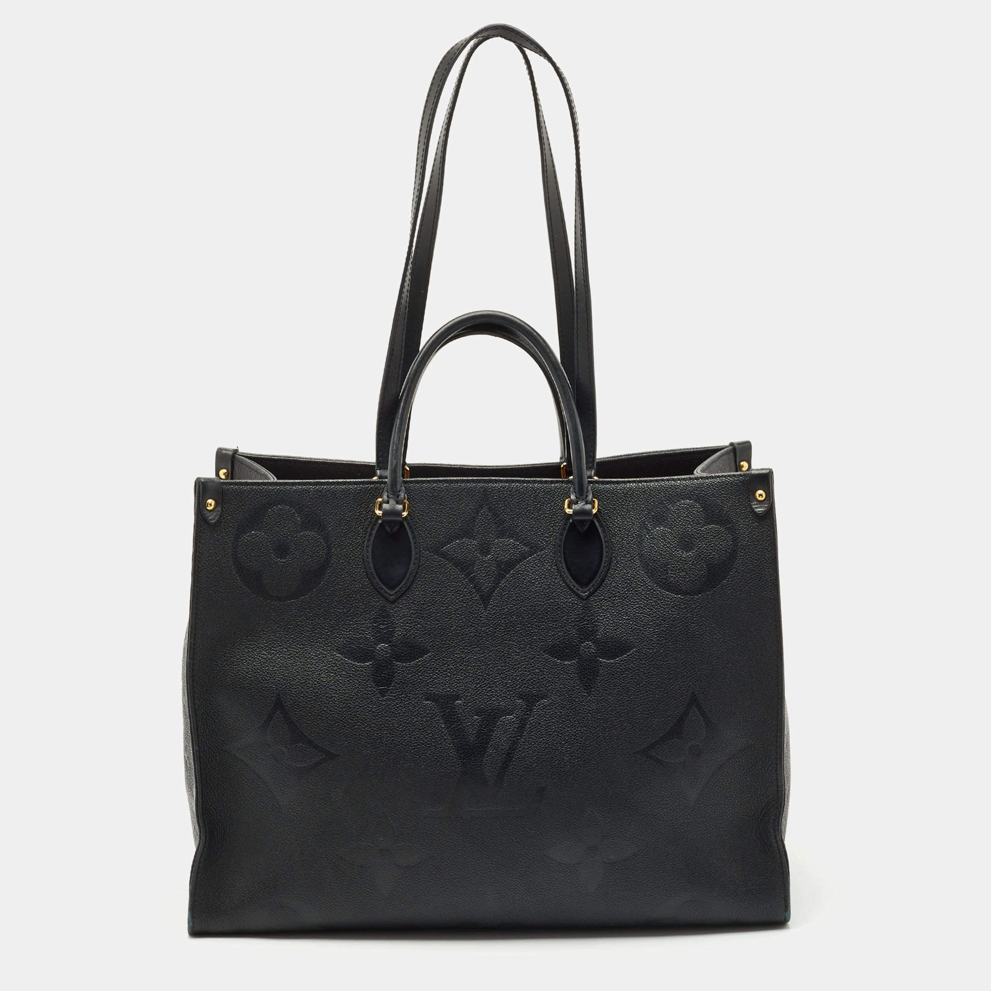 Pre Owned Louis Vuitton Black Monogram Empreinte Leather Onthego GM Bag