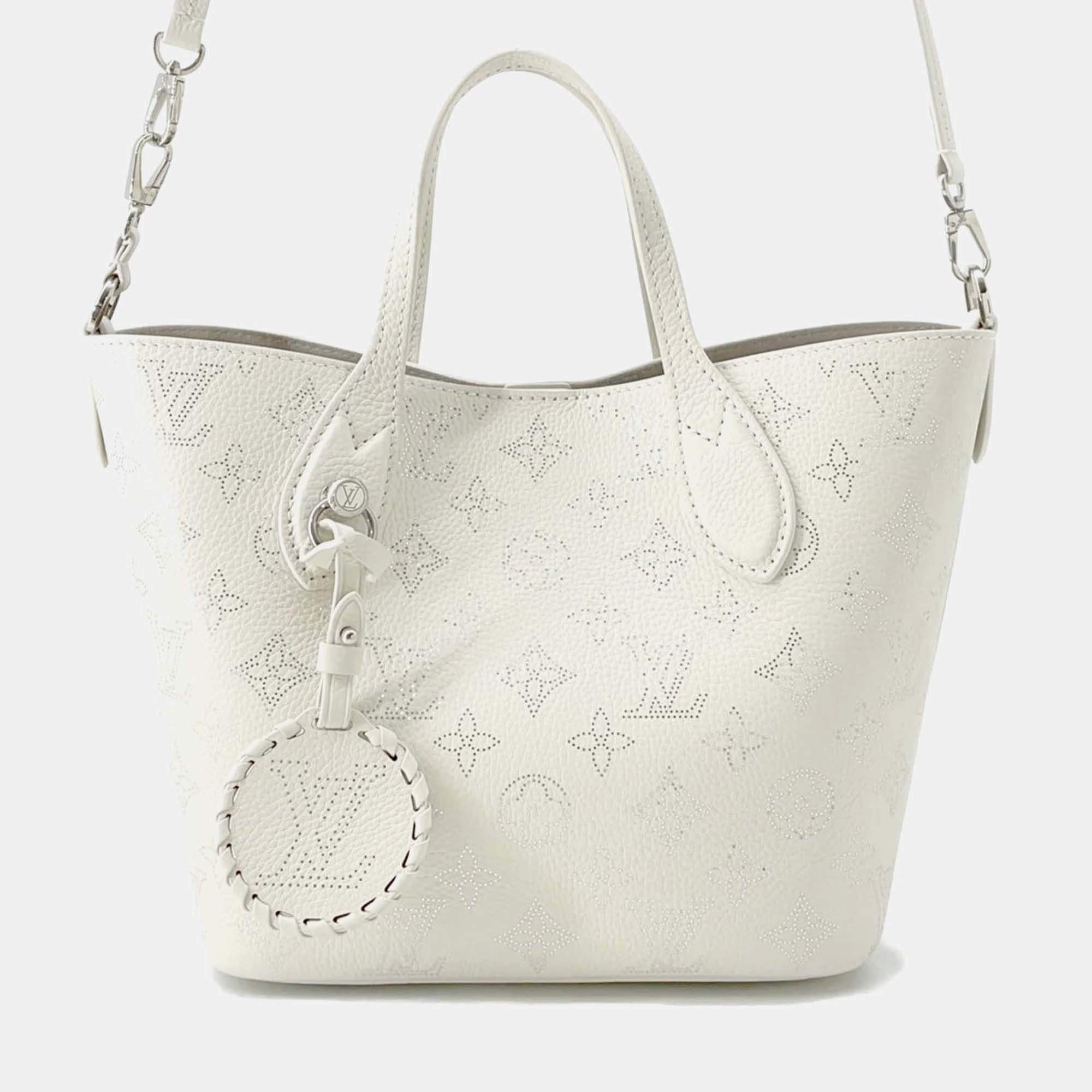 Pre Owned Louis Vuitton Blossom PM White Monogram Mahina Leather Shoulder Bag