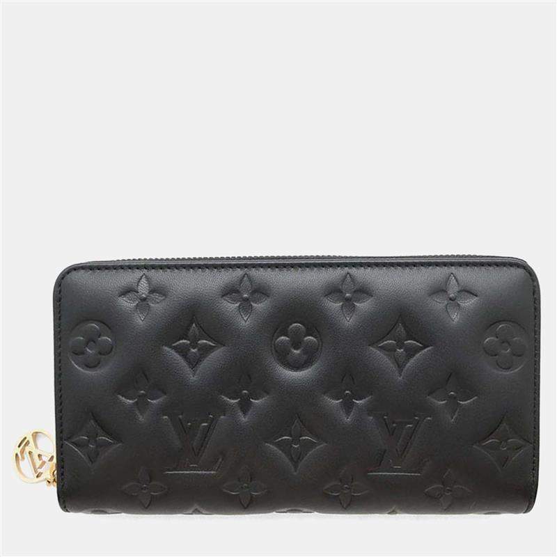 Pre Owned Louis Vuitton Zippy Noir Monogram Lambskin Wallet