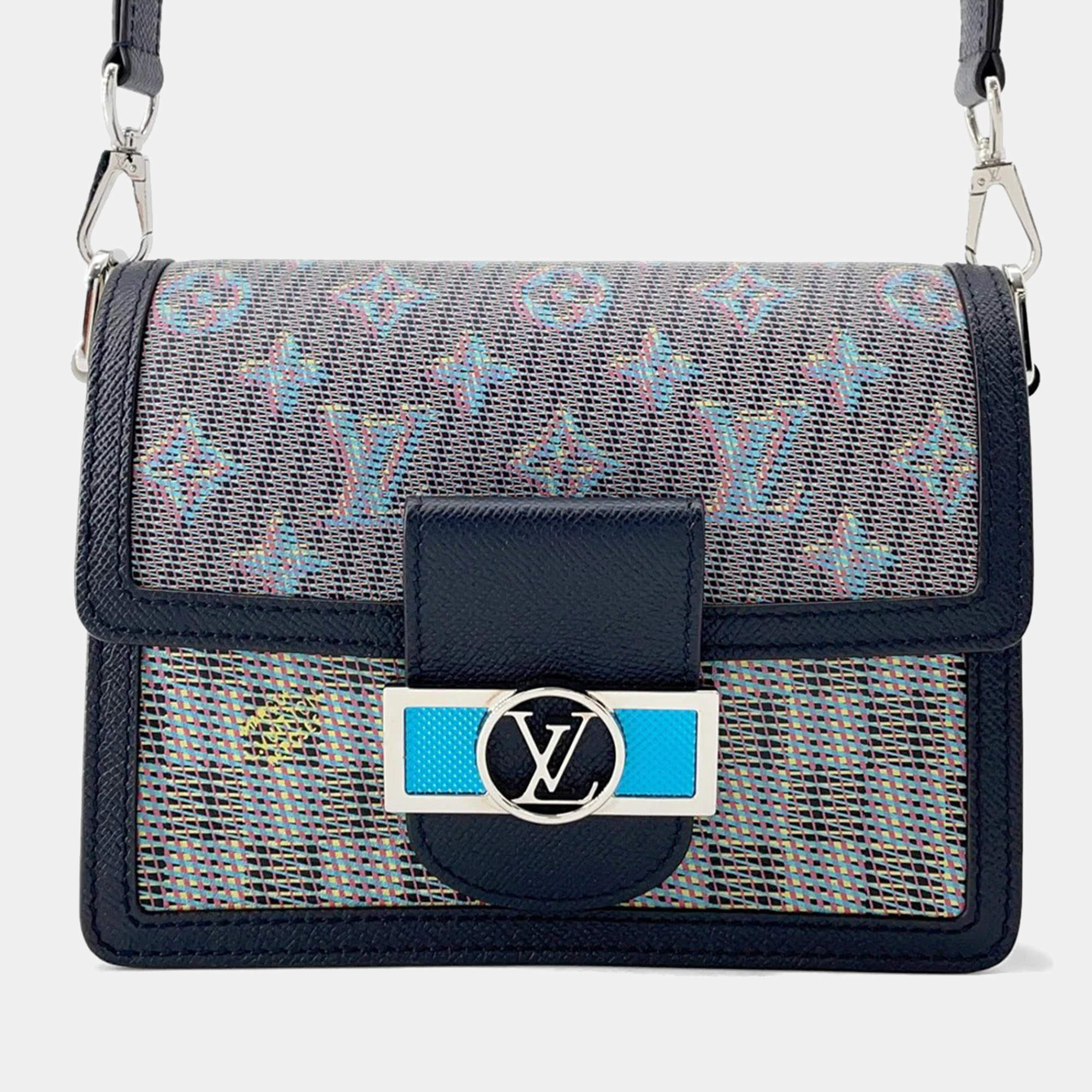 Pre Owned Louis Vuitton Dauphine Mini Navy Multicolor Leather Bag