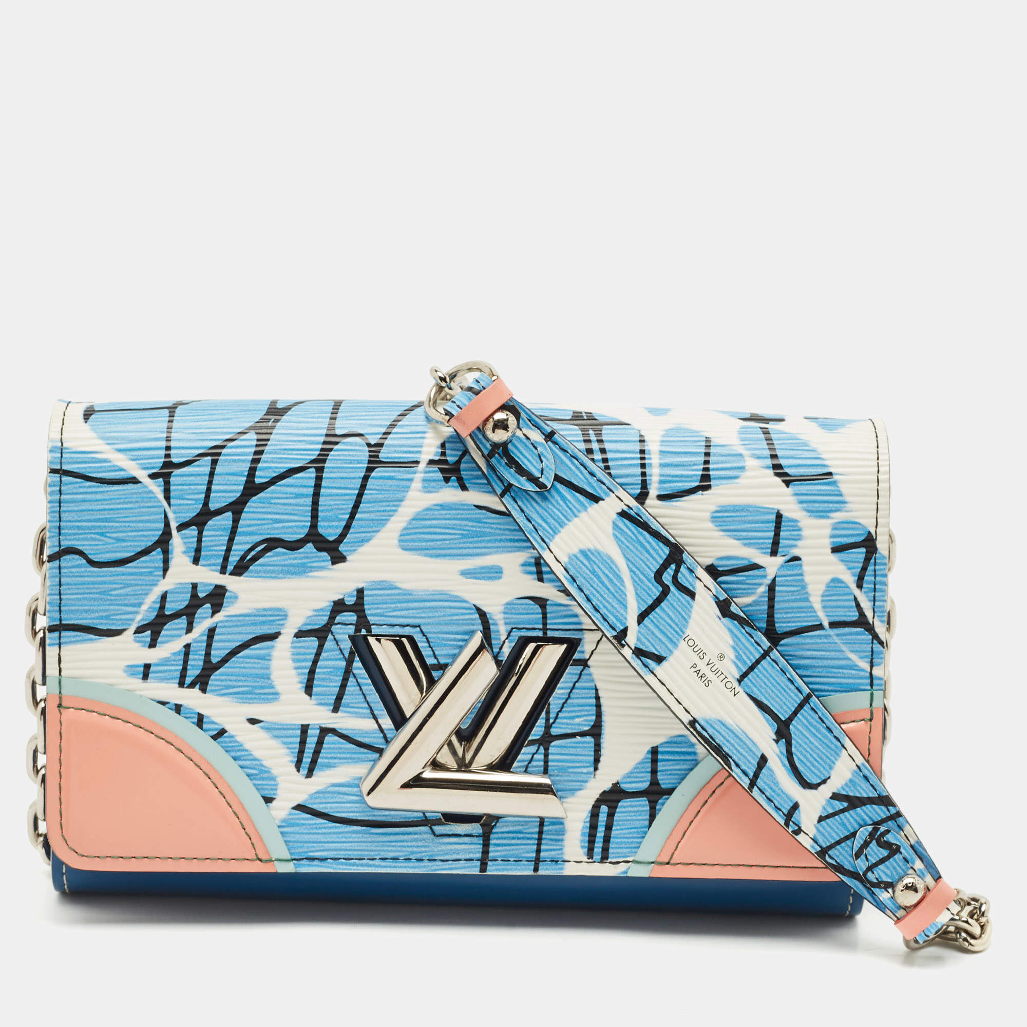 Pre Owned Louis Vuitton Multicolor Epi Leather Aqua Twist Wallet on Chain