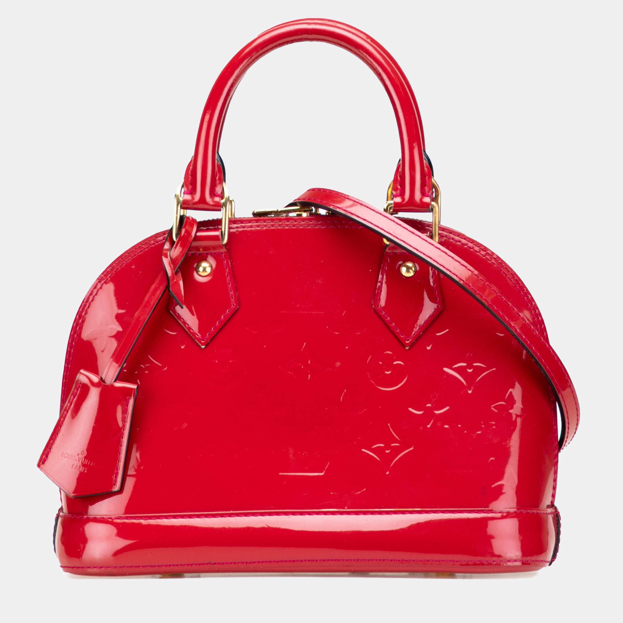 Pre Owned Louis Vuitton Red Monogram Vernis Alma BB Bag