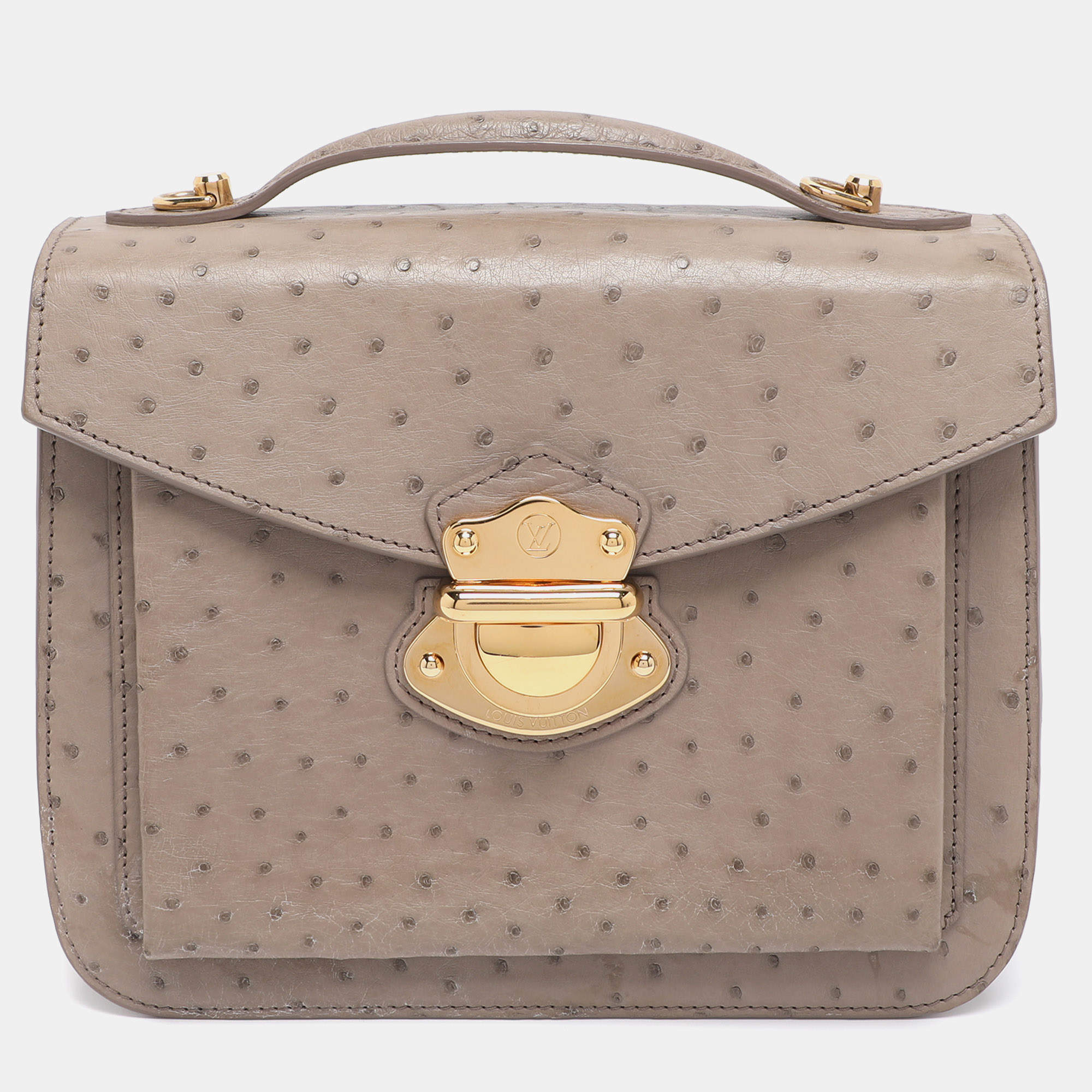 Pre Owned Louis Vuitton Beige Ostrich Mirada Bag