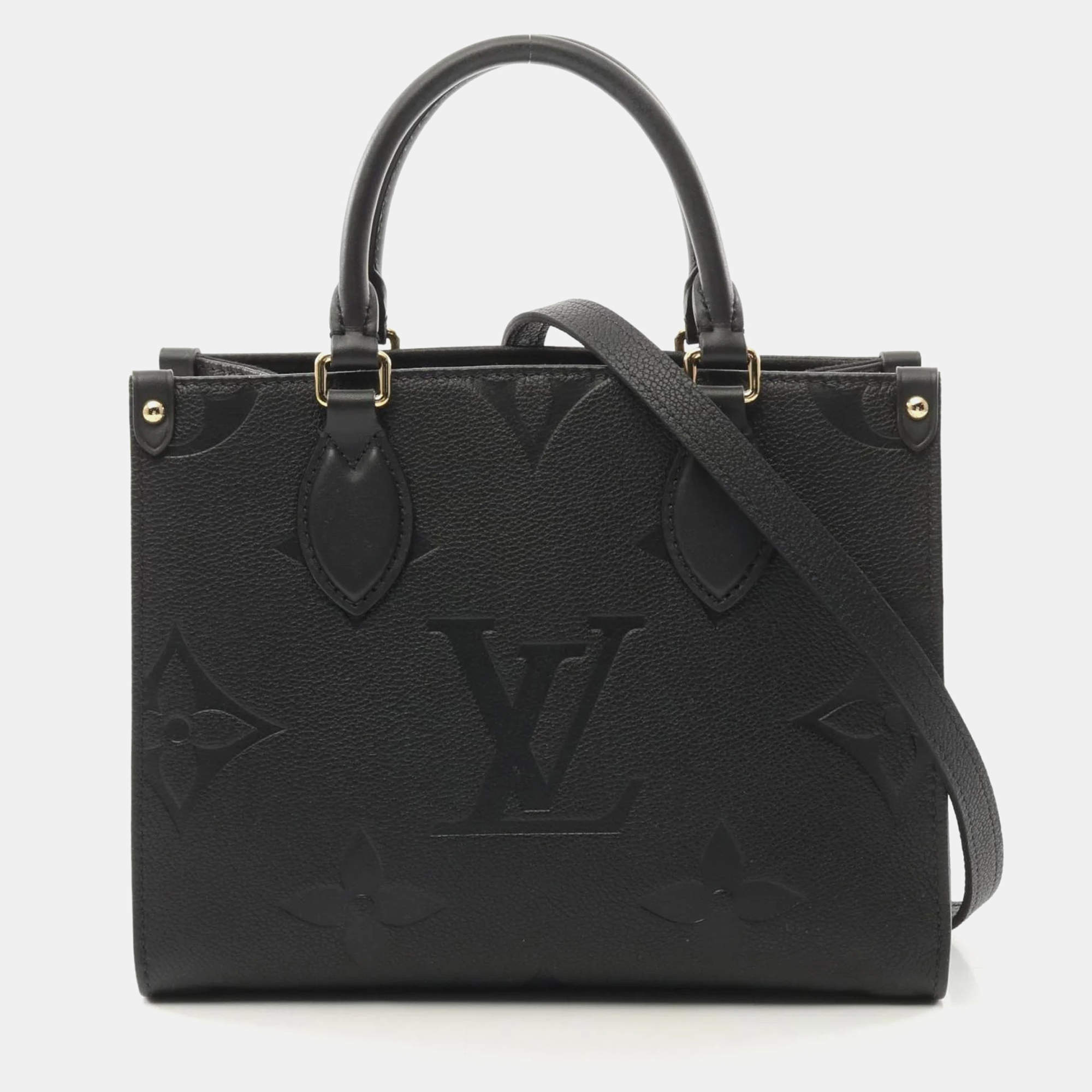 Pre Owned Louis Vuitton On-The-Go PM Black Monogram Empreinte Leather Tote Bag