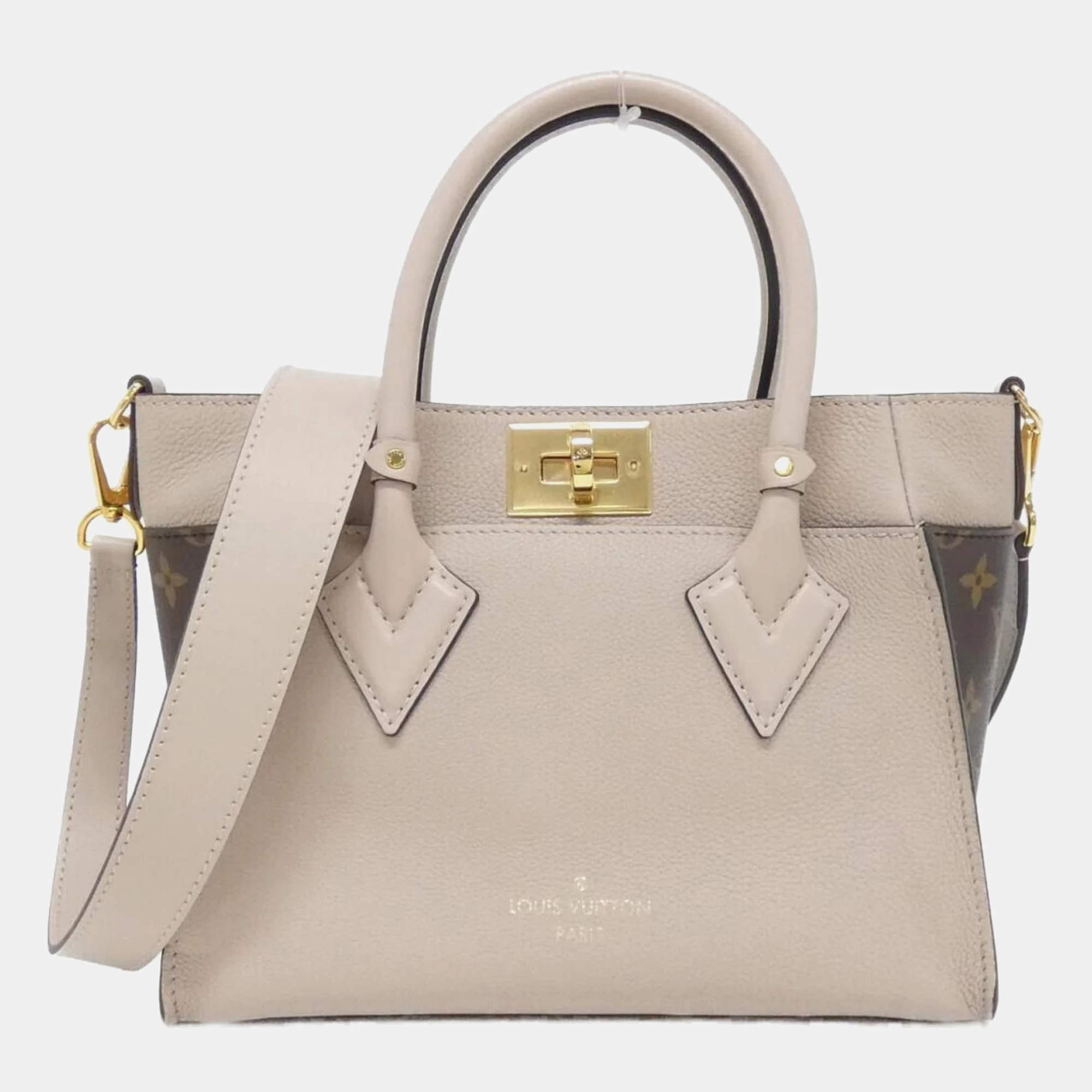 Pre Owned Louis Vuitton On My Side PM Grayish Tone Leather Shoulder Bag
