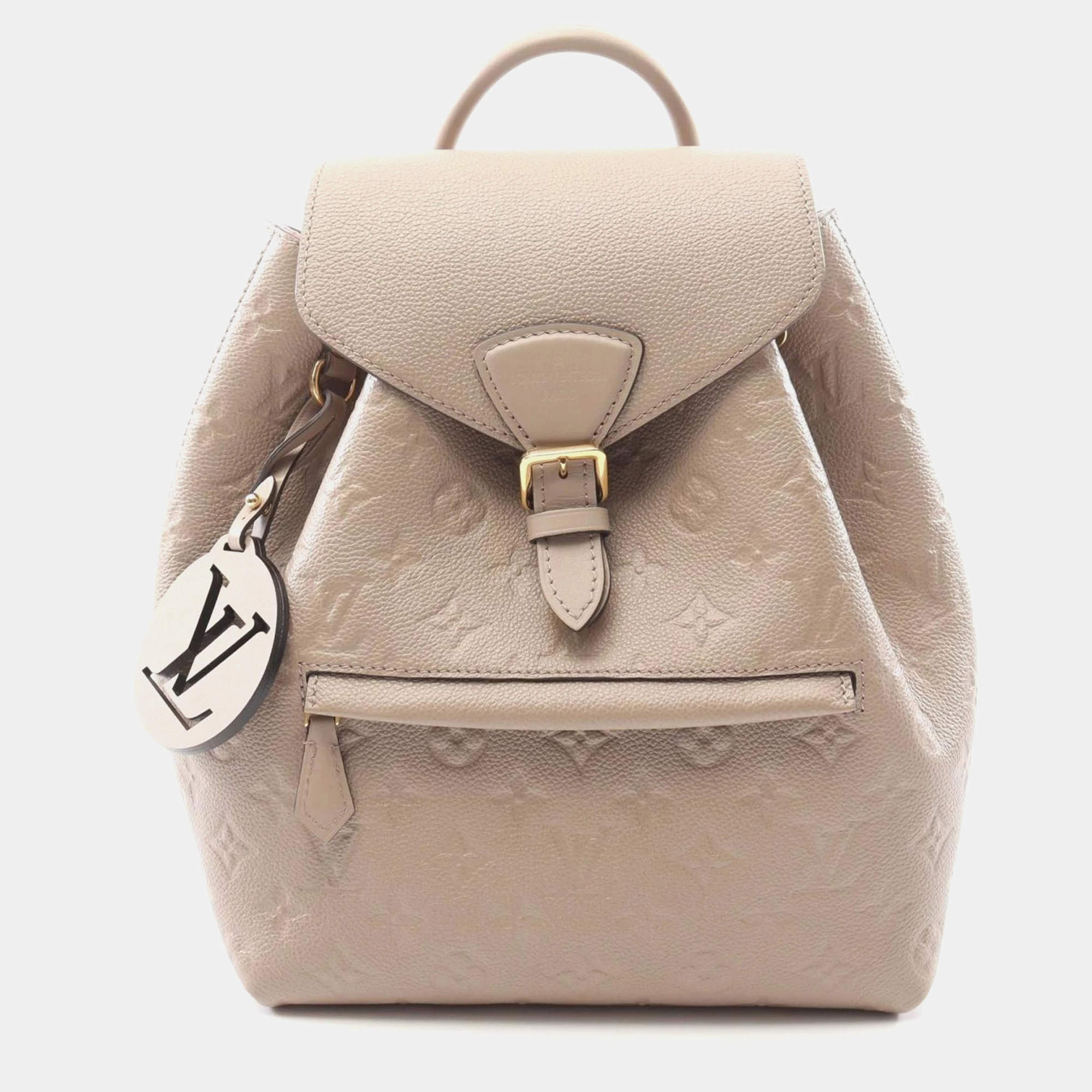 Pre Owned Louis Vuitton Montsouris PM Beige Monogram Empreinte Leather Backpack