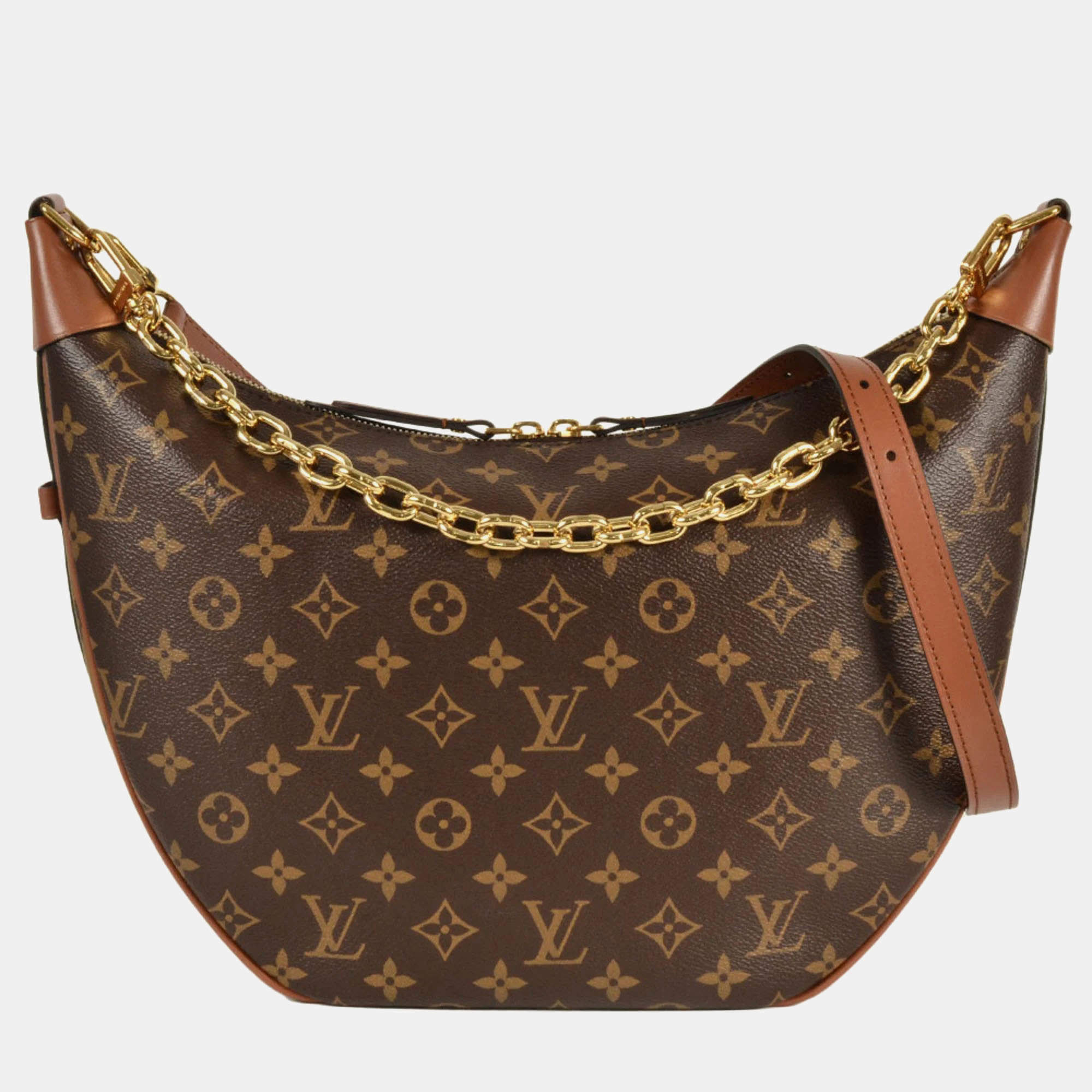 Pre Owned Louis Vuitton Loop Brown Monogram Reverse Canvas Hobo Bag