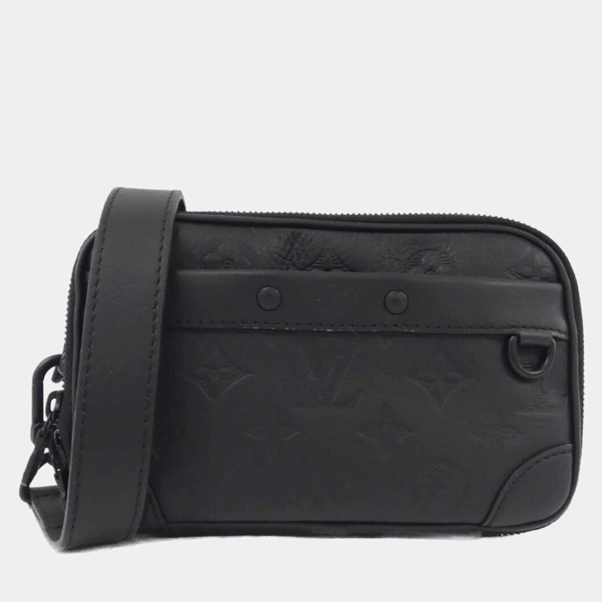 مملوكة مسبقًا Louis Vuitton Alpha Wearable Wallet Black Monogram Shadow Leather Shoulder Bag