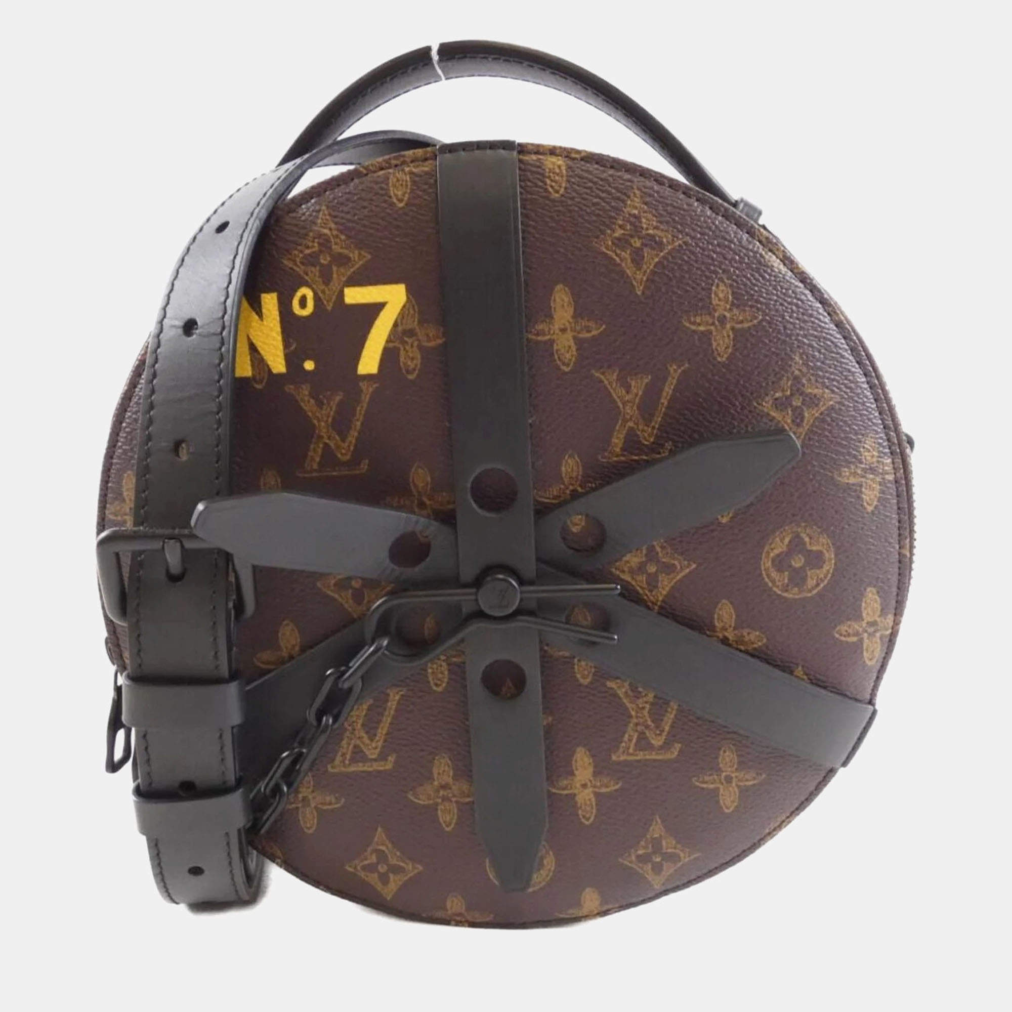 Pre Owned Louis Vuitton Wheel Box Brown Canvas Shoulder Bag