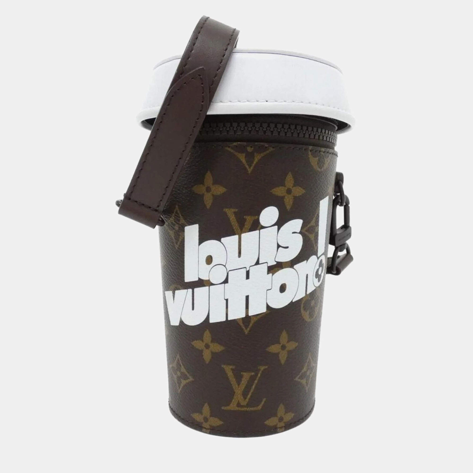 Pre Owned Louis Vuitton Everyday Coffee Cup White Canvas Shoulder Bag