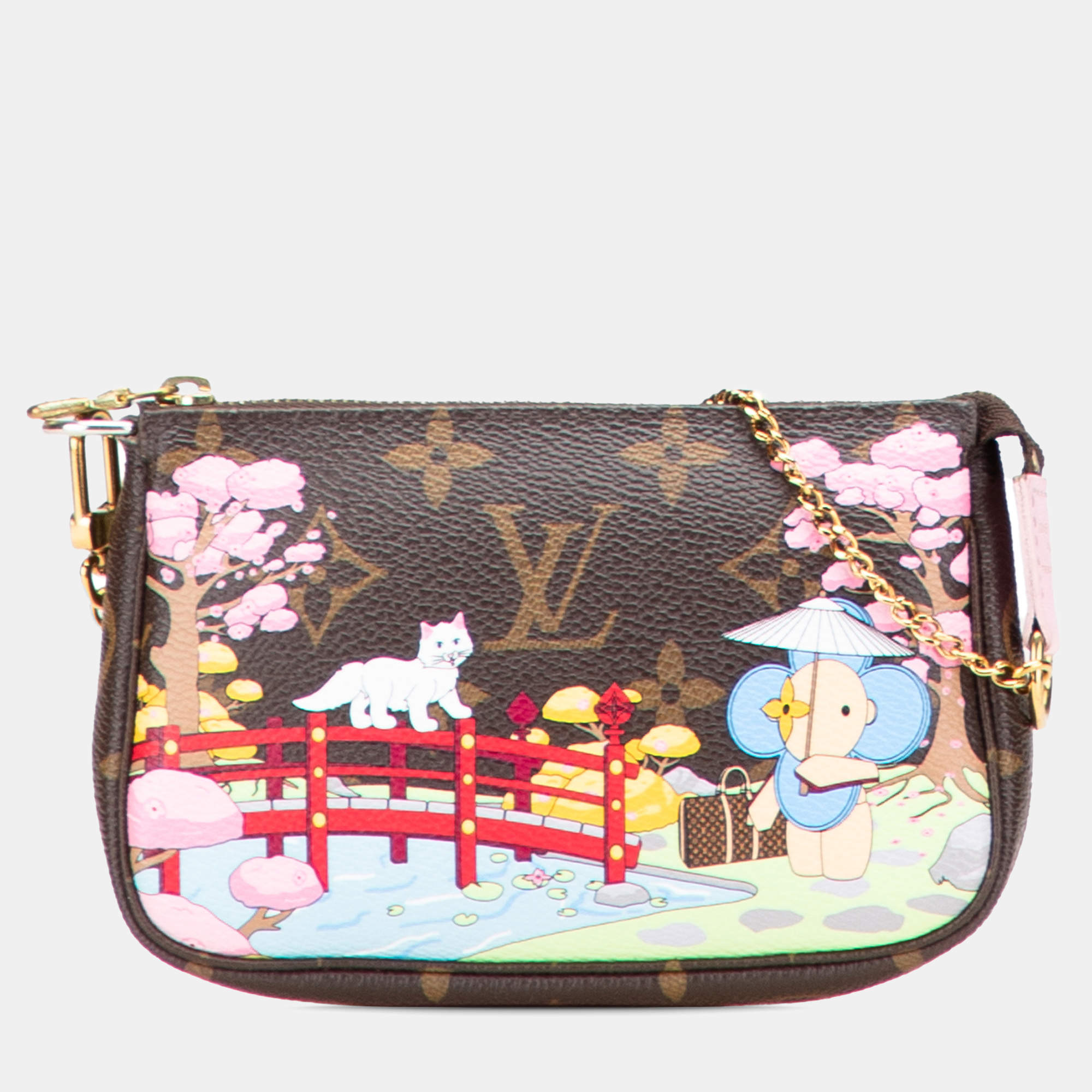 Pre Owned Louis Vuitton Brown Monogram Vivienne Christmas Animation Japanese Garden Mini Pochette Accessoires