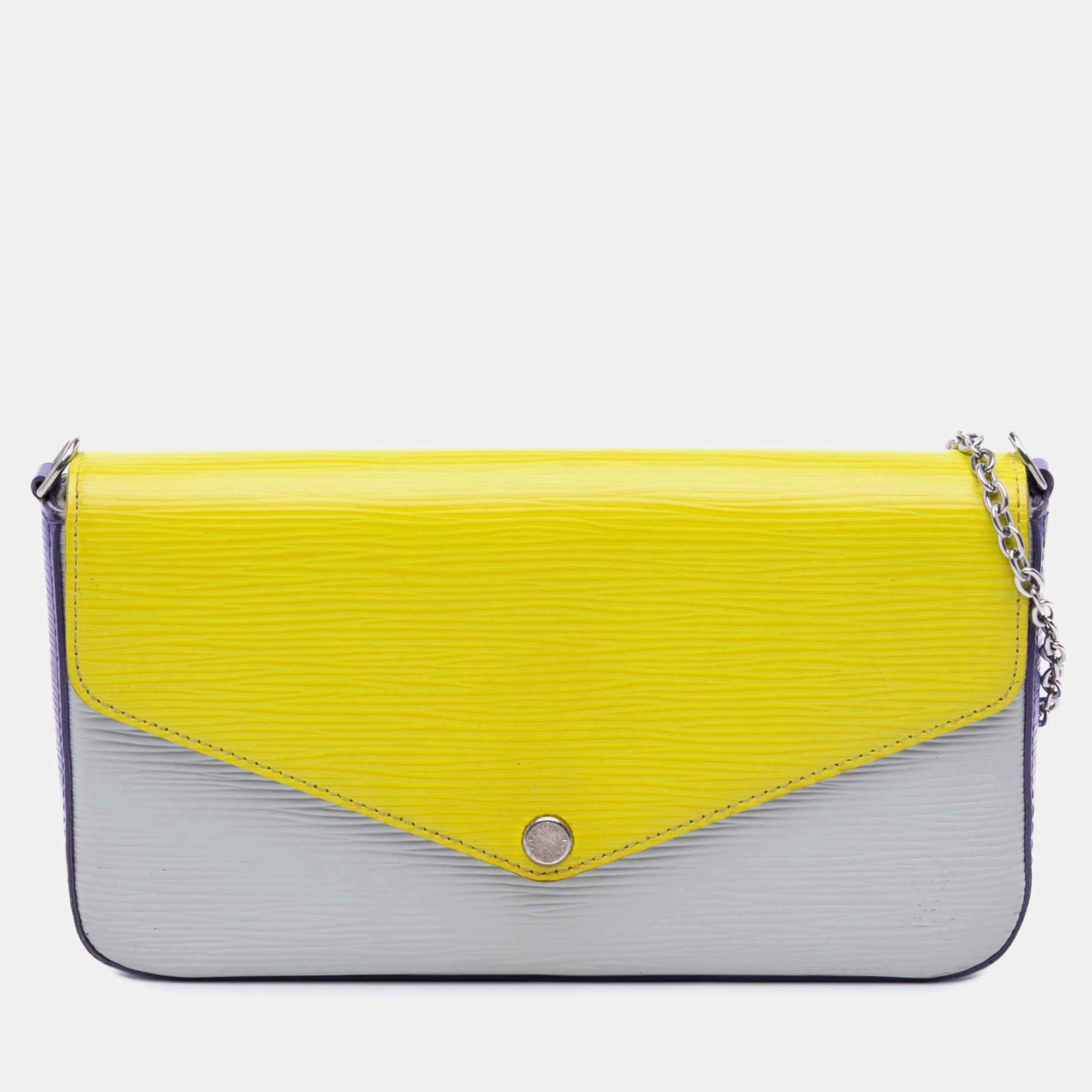 Pre Owned Louis Vuitton Yellow Epi Tricolor Pochette Felicie