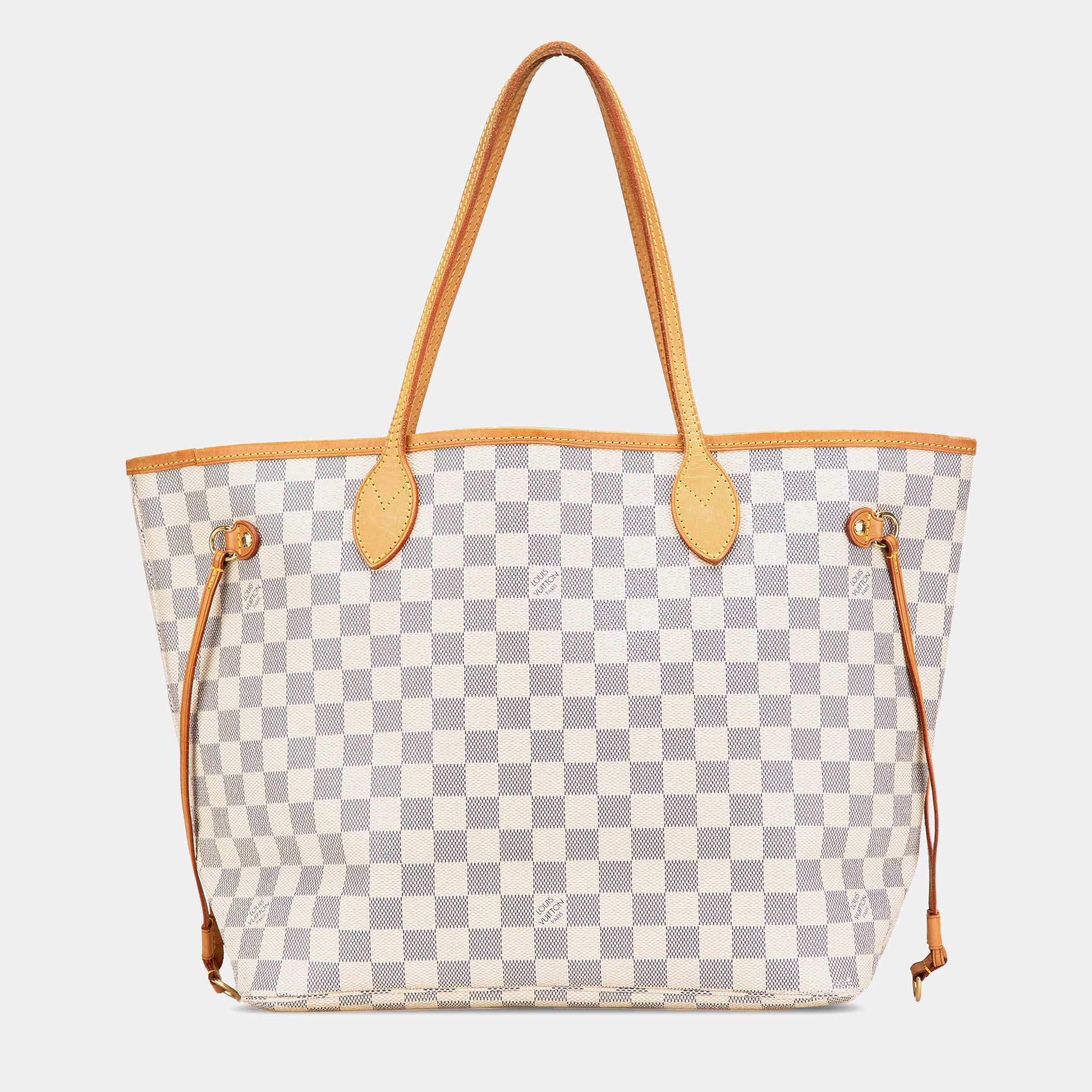 Pre Owned Louis Vuitton White Damier Azur Neverfull MM Bag