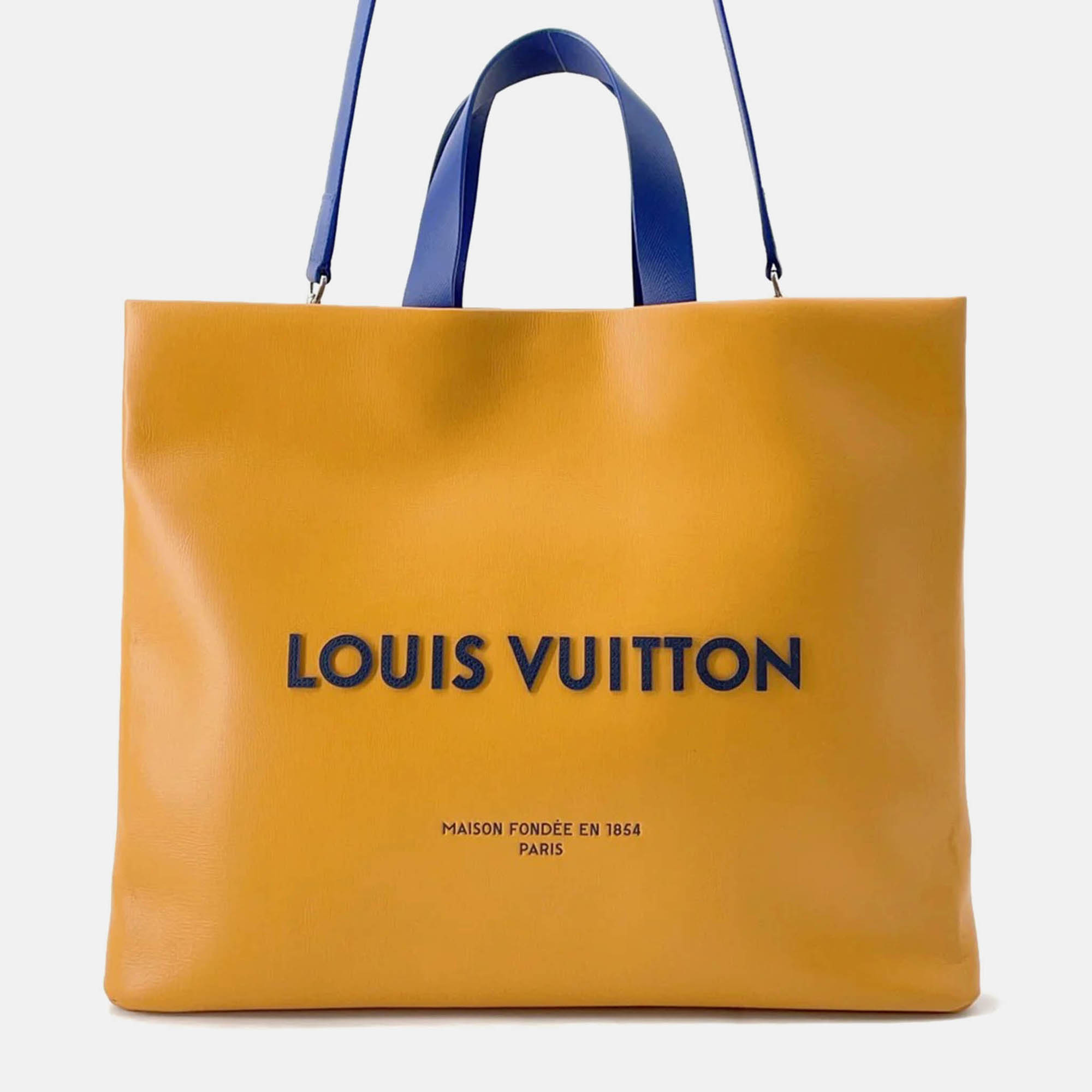Pre Owned Louis Vuitton Shopper Tote Saffron Leather Size MM