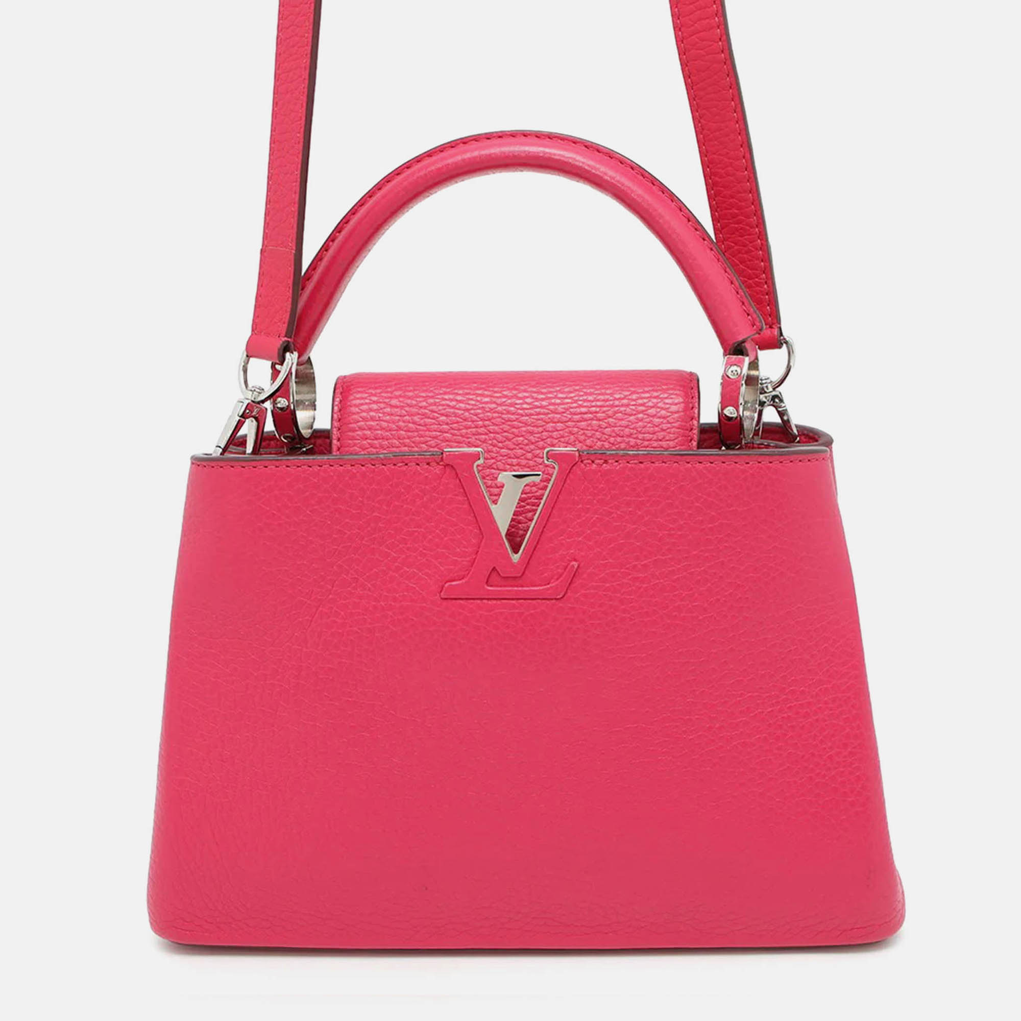 Pre Owned Louis Vuitton Capucines Pink Taurillon Leather Size BB