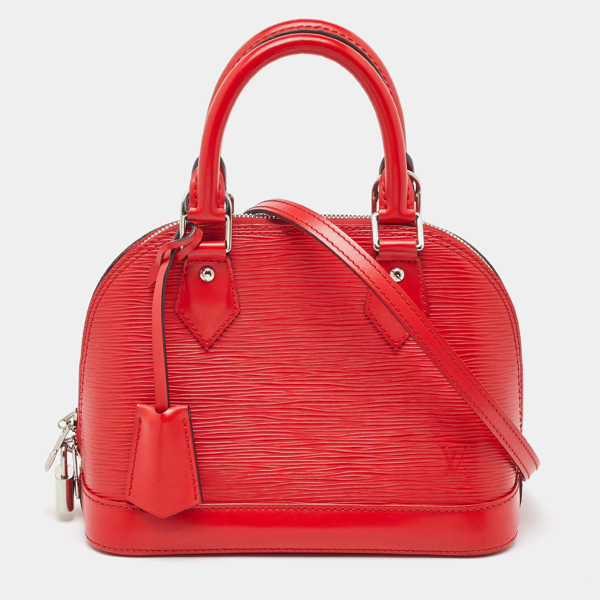 Pre Owned Louis Vuitton Coquelicot Epi Leather Alma BB Bag