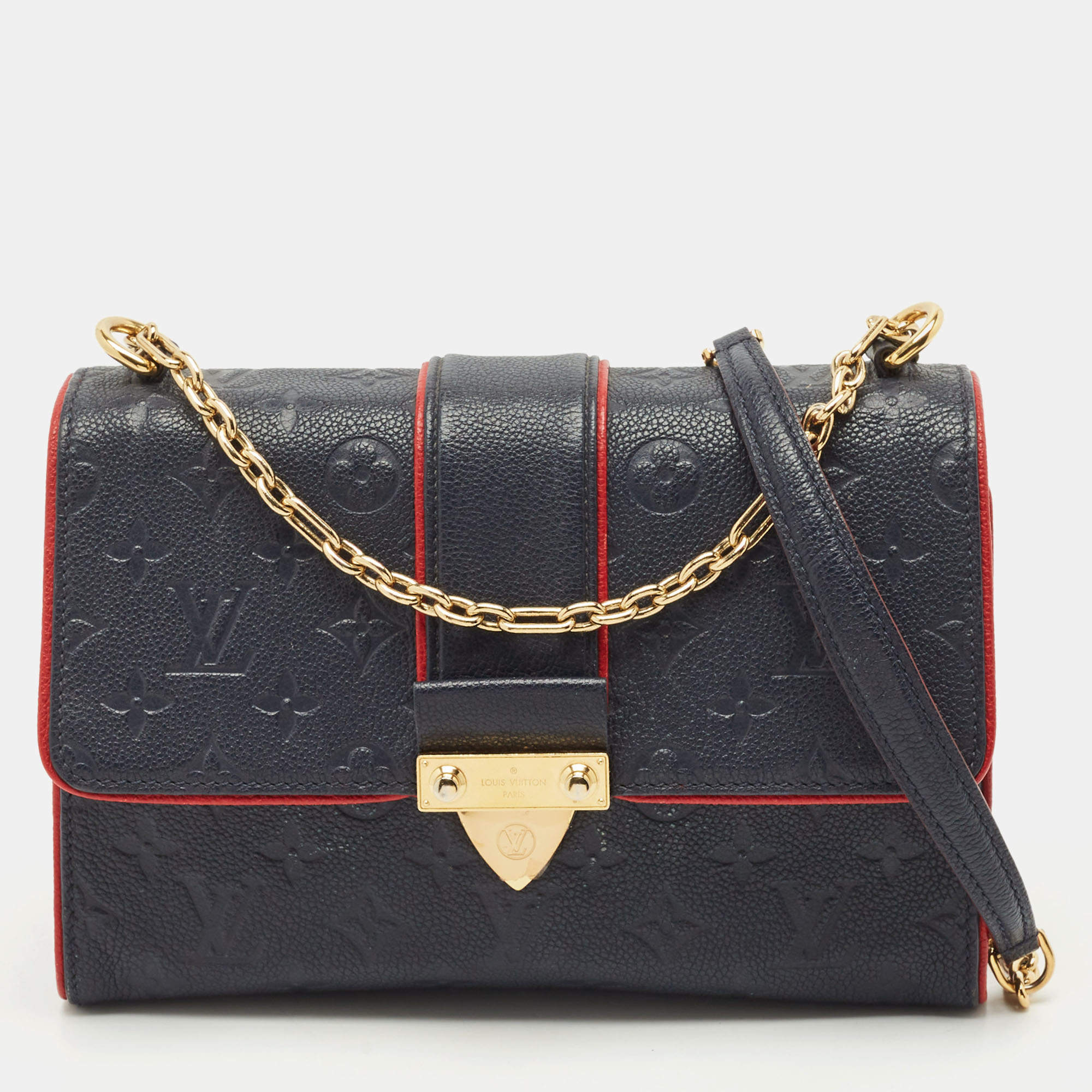 Pre Owned Louis Vuitton Marine Rouge Monogram Empreinte Leather Saint Sulpice PM Bag