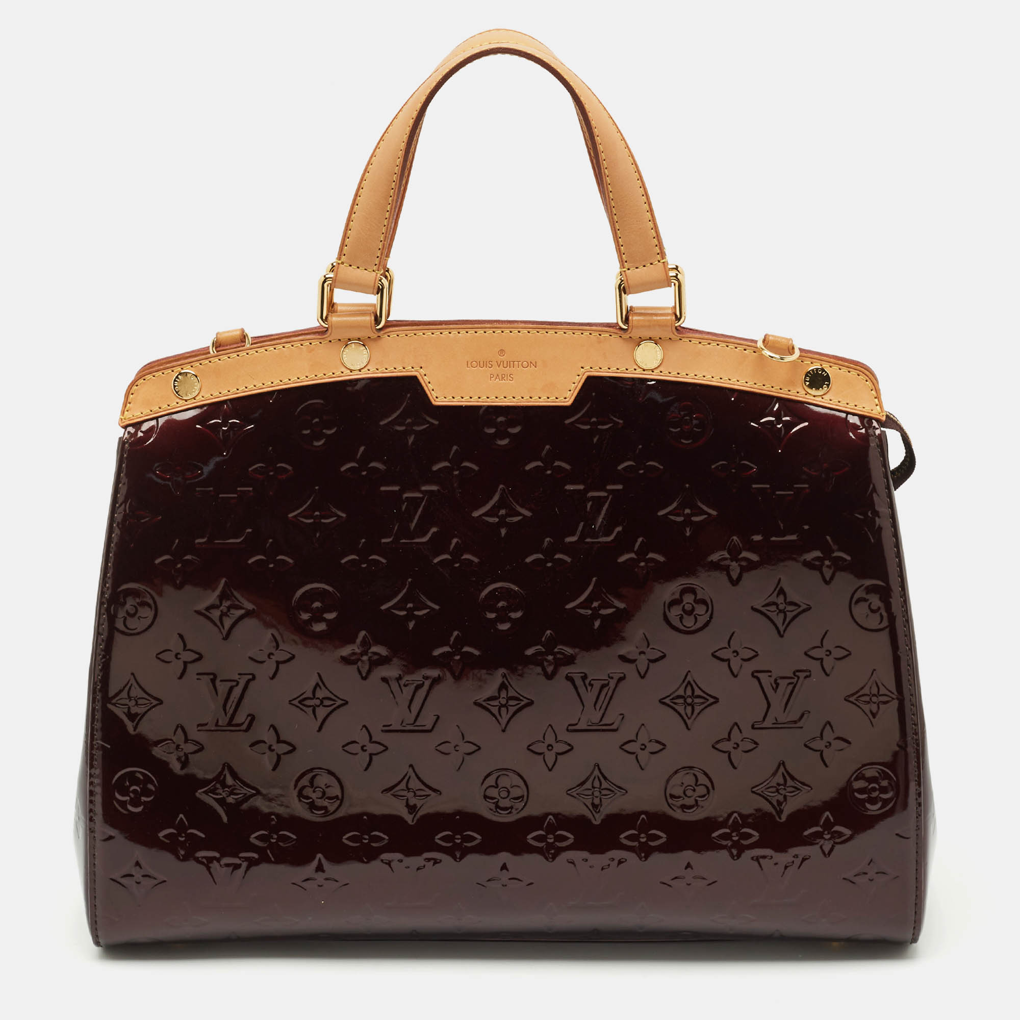 Pre Owned Louis Vuitton Amarante Monogram Vernis Brea GM Bag