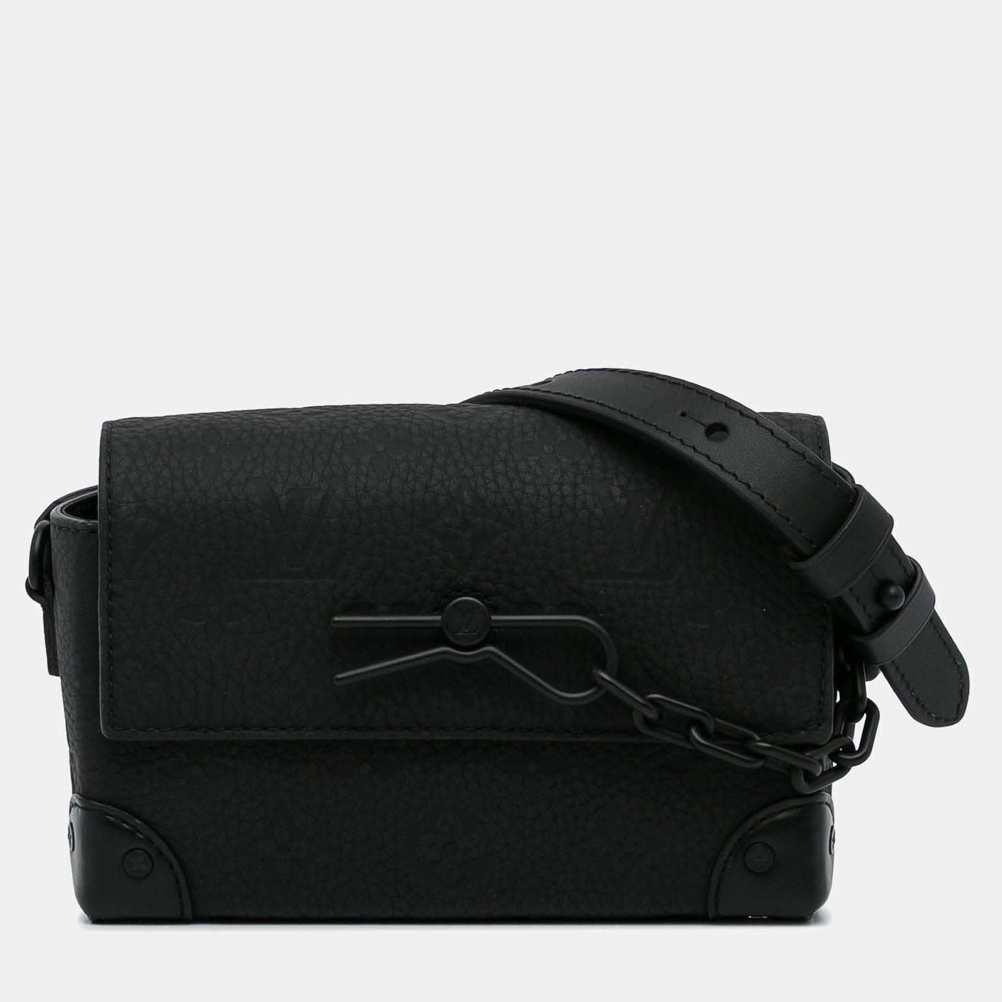 Pre Owned Louis Vuitton Steamer Wearable Wallet Black Monogram Leather Crossbody Bag