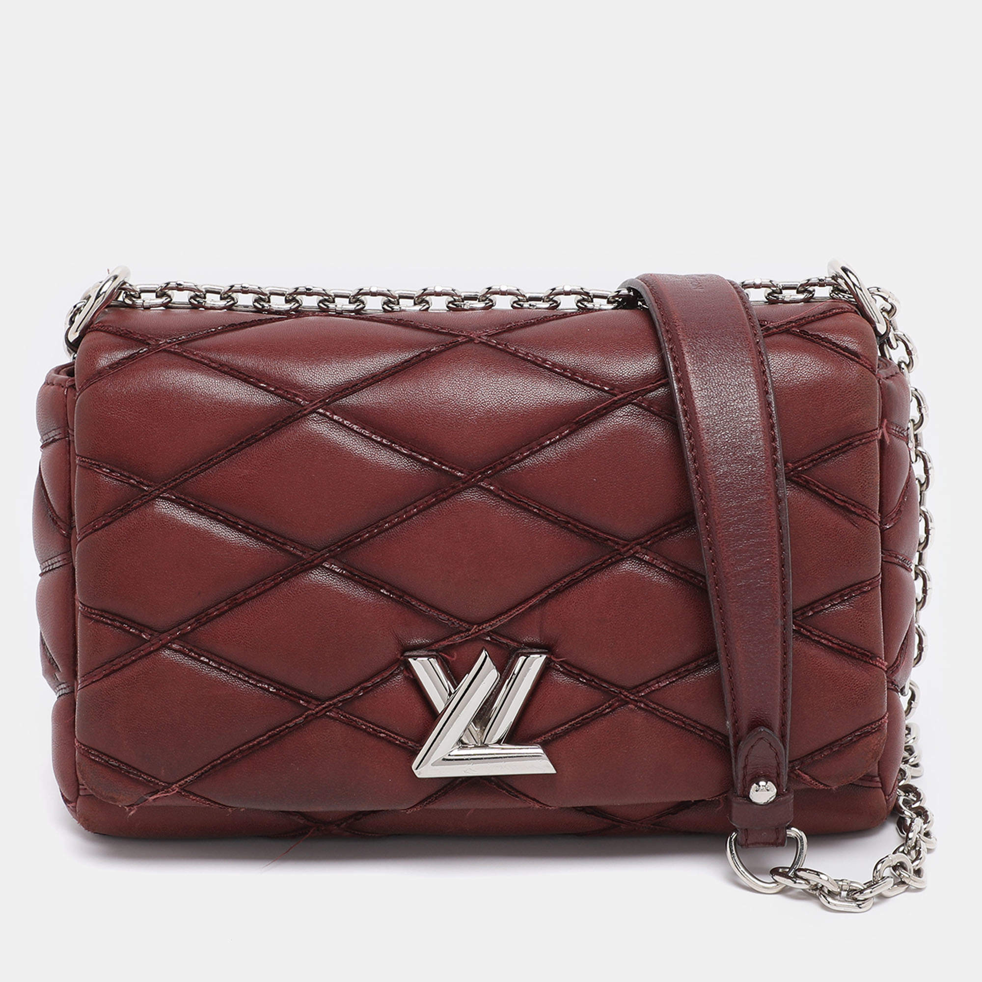 Pre Owned Louis Vuitton Bordeaux Malletage Leather GO-14 PM Bag