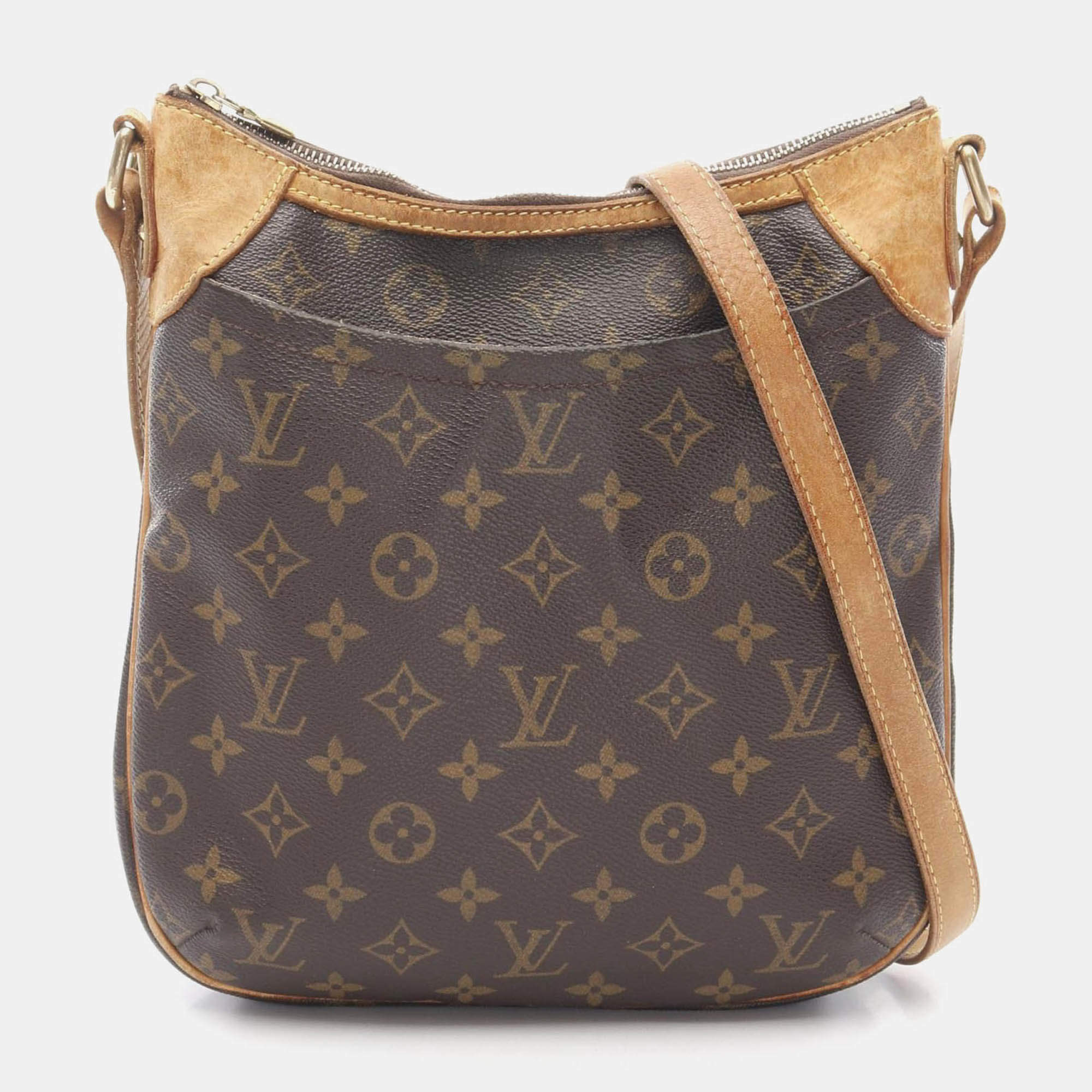 مملوكة مسبقًا حقيبة كتف لويس فويتون أوديون بني كانفاس مونوغرام صغير