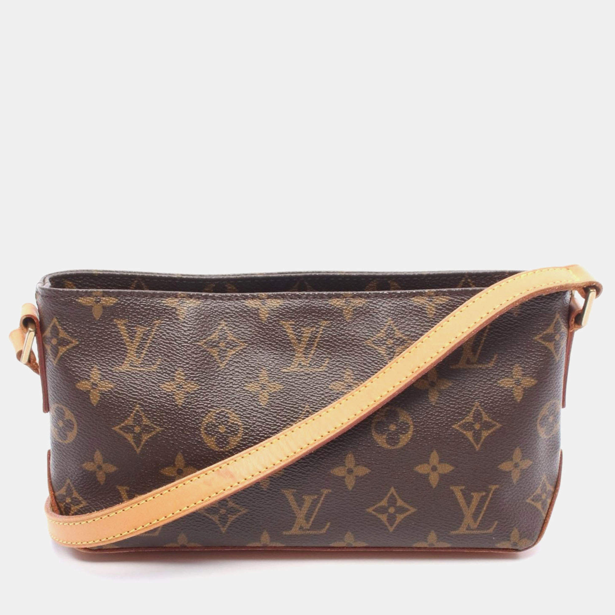 Pre Owned Louis Vuitton Trotteur Shoulder Bag  Monogram Canvas Leather Brown