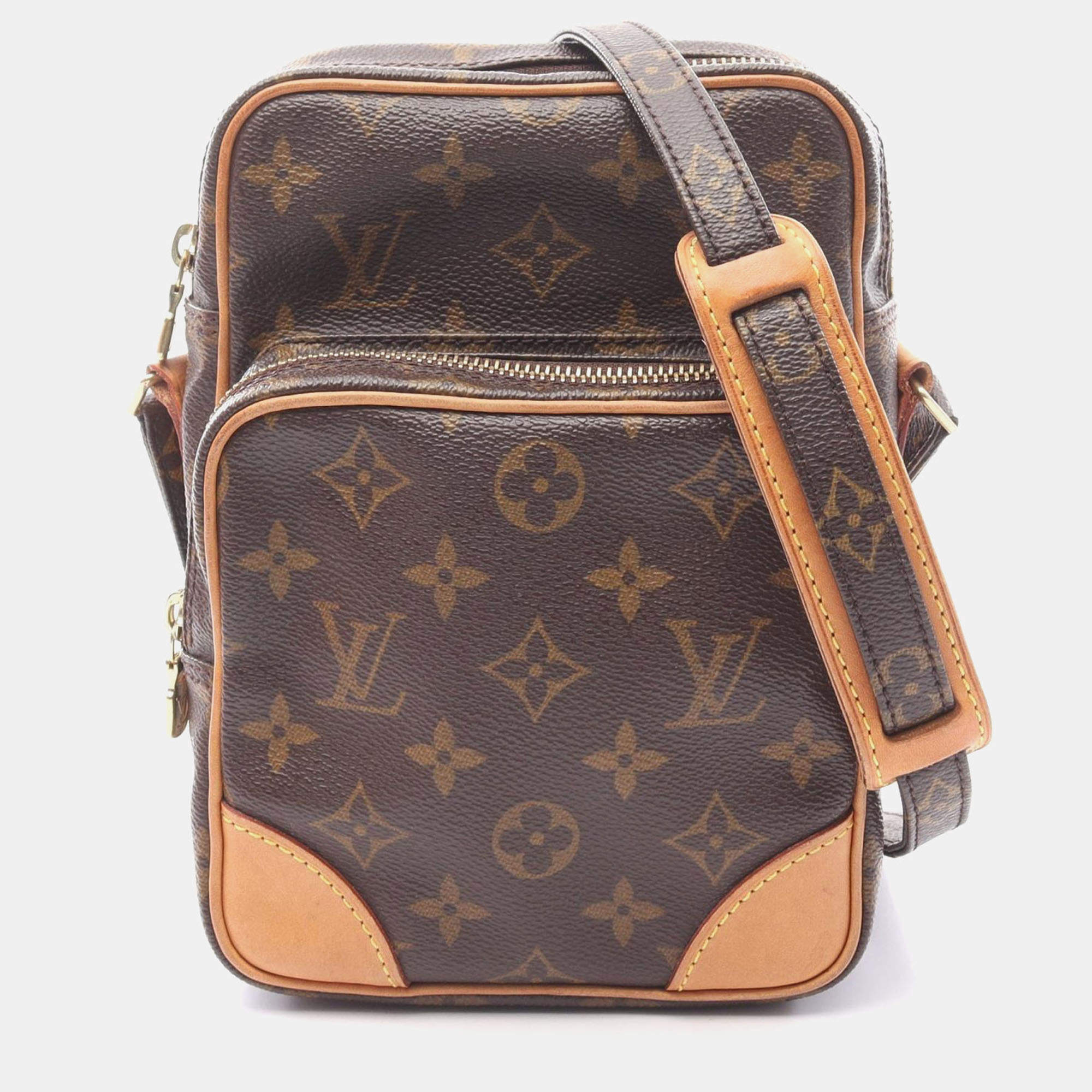 مملوكة مسبقًا حقيبة كتف لويس فيتون امازون قماش مونوغرام جلد بني