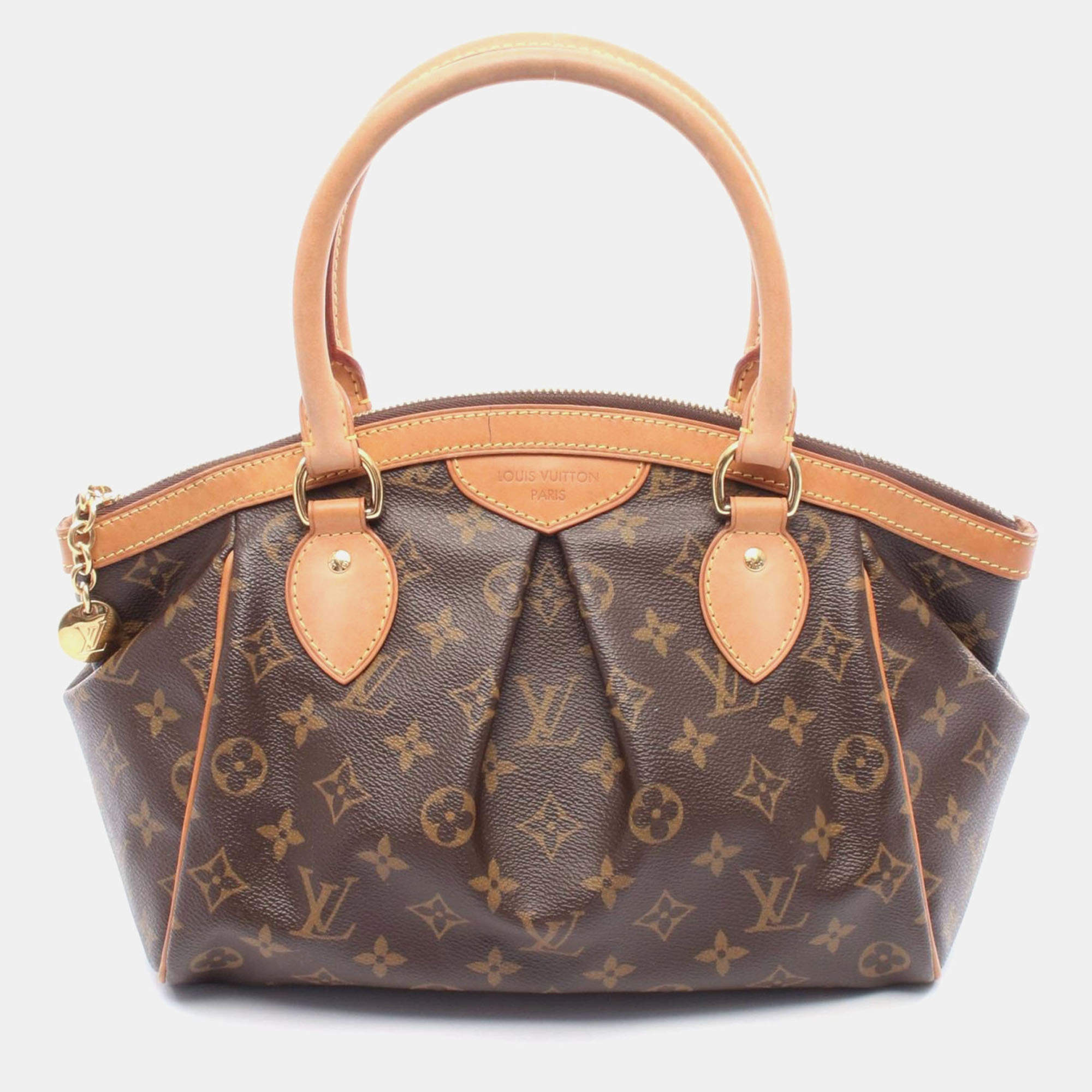 Pre Owned Louis Vuitton Tivoli Pm Handbag  Monogram Canvas Leather Brown