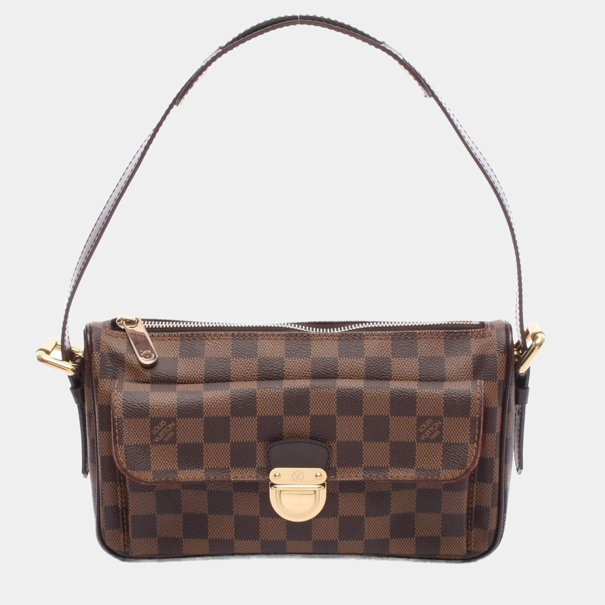 Pre Owned Louis Vuitton Ravello Gm Shoulder Bag  Damier Canvas Ebene