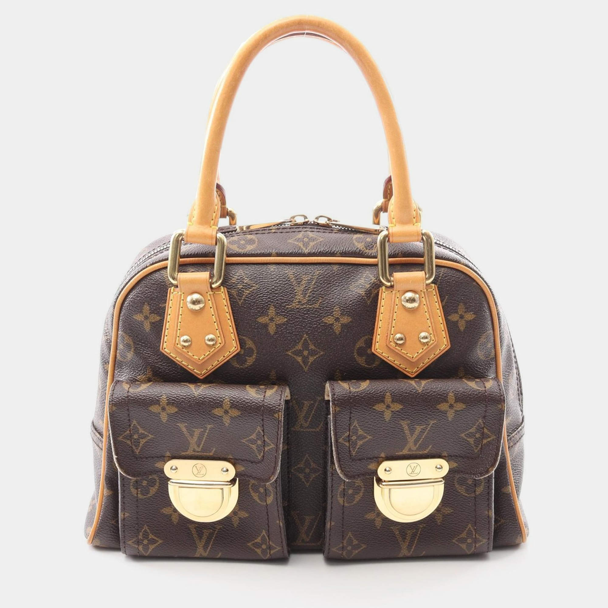 Pre Owned Louis Vuitton Manhattan Pm Handbag  Monogram Canvas Brown