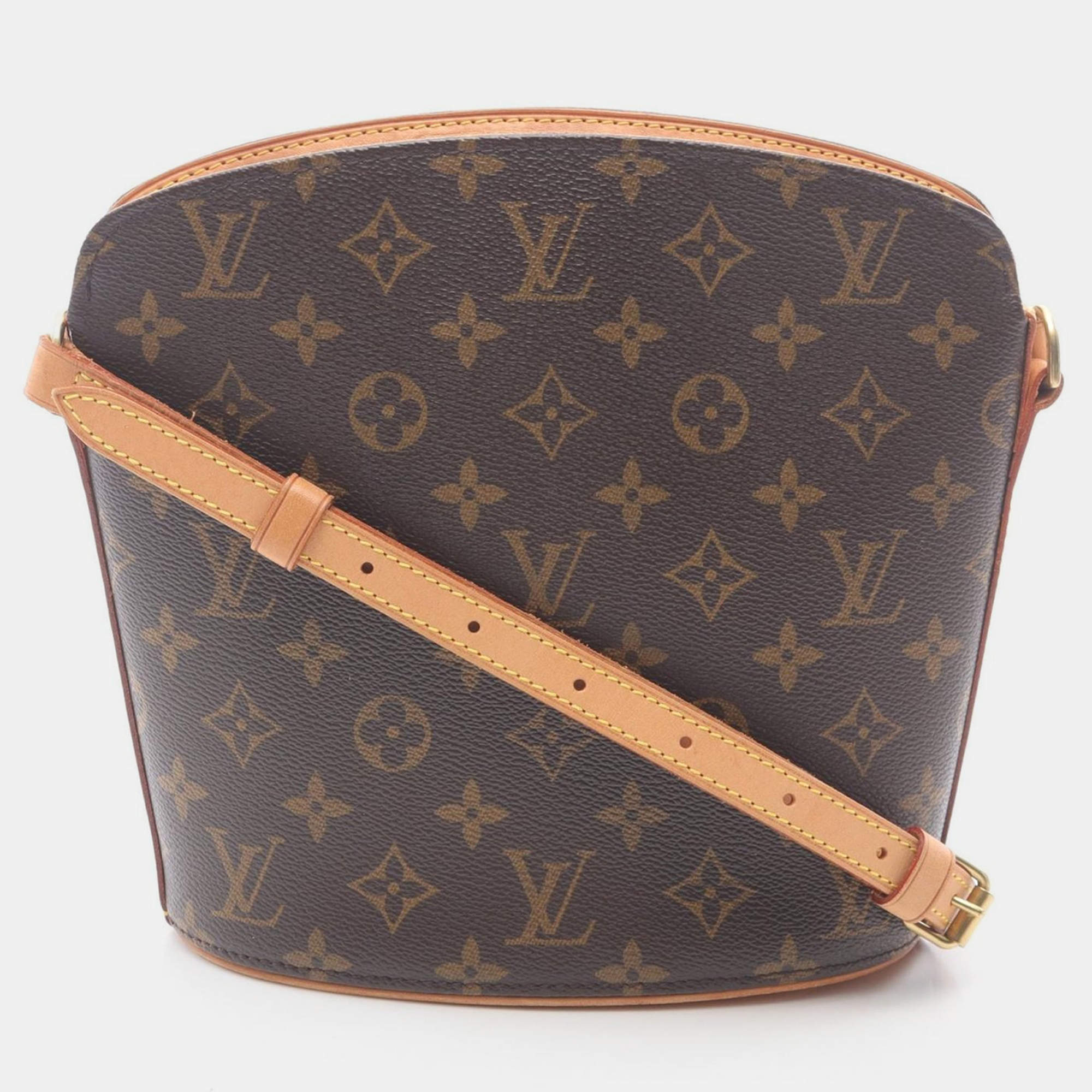 Pre Owned Louis Vuitton Drouot Shoulder Bag  Monogram Canvas Brown
