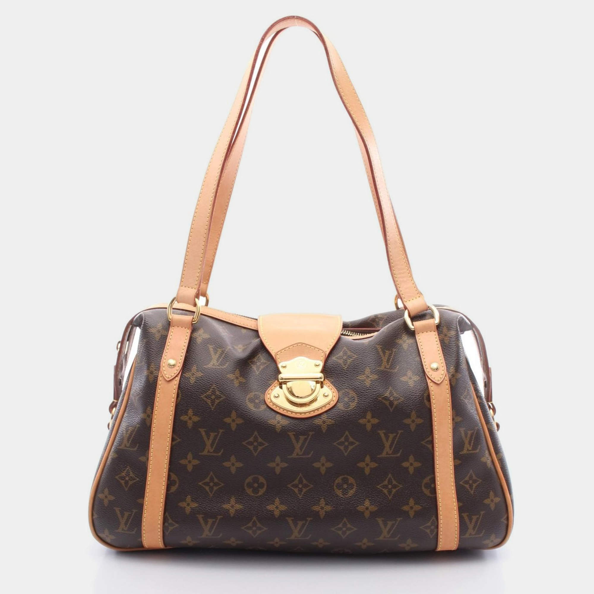 Pre Owned Louis Vuitton Stresa Pm Shoulder Bag  Monogram Canvas Leather Brown