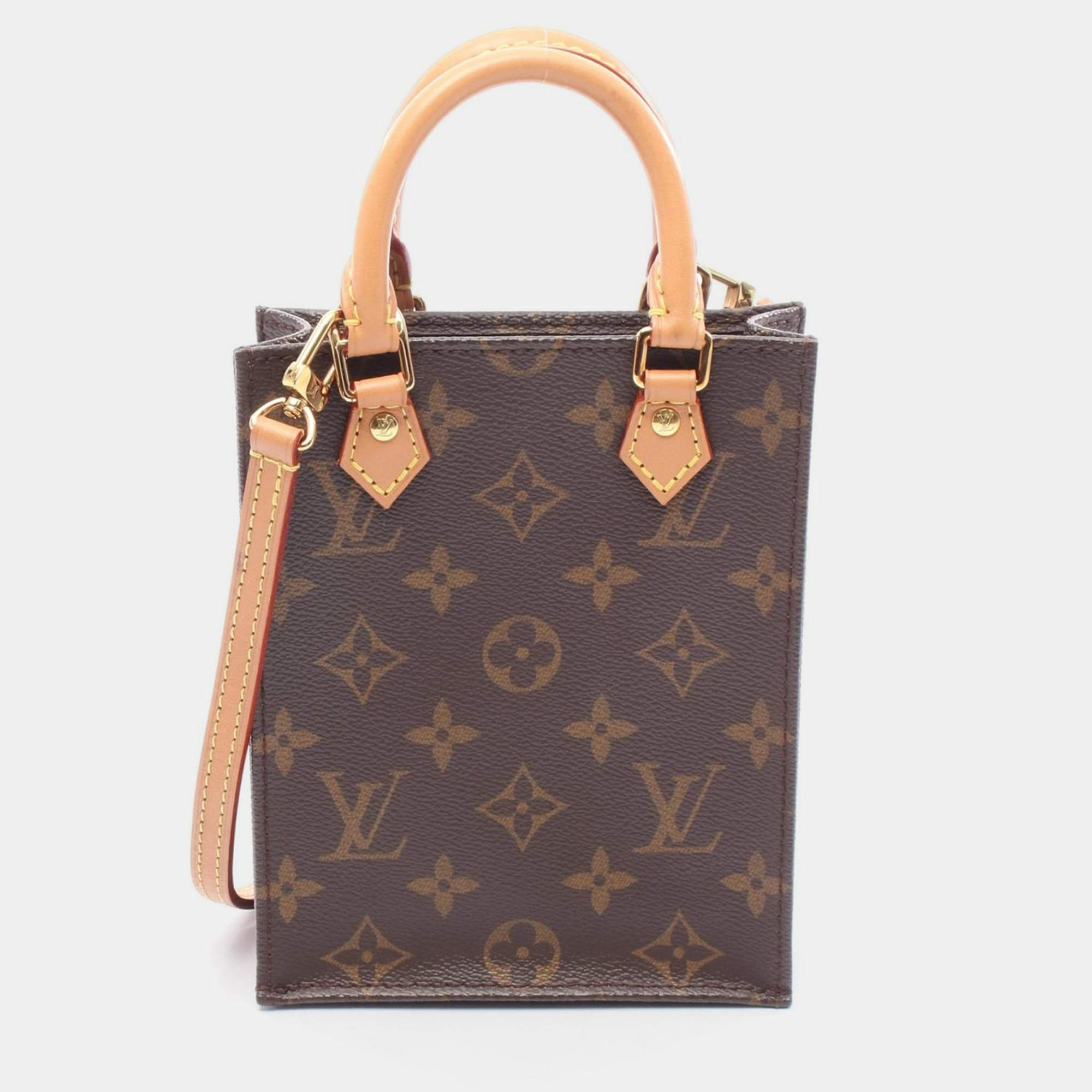 Pre Owned Louis Vuitton Petite Sac Plat Brown Monogram Canvas Tote Bag