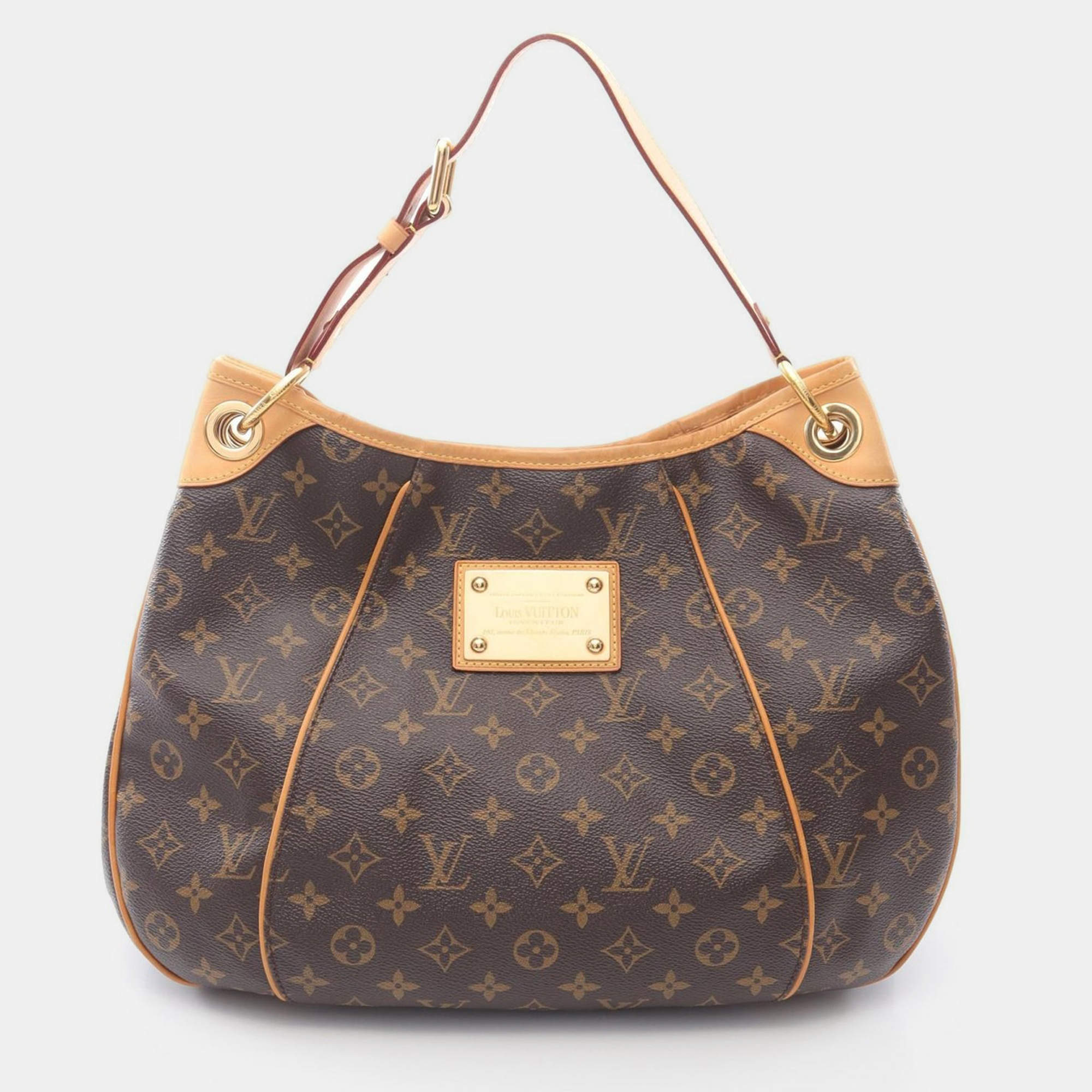 Pre Owned Louis Vuitton Galliera PM Brown Monogram Canvas Leather Shoulder Bag
