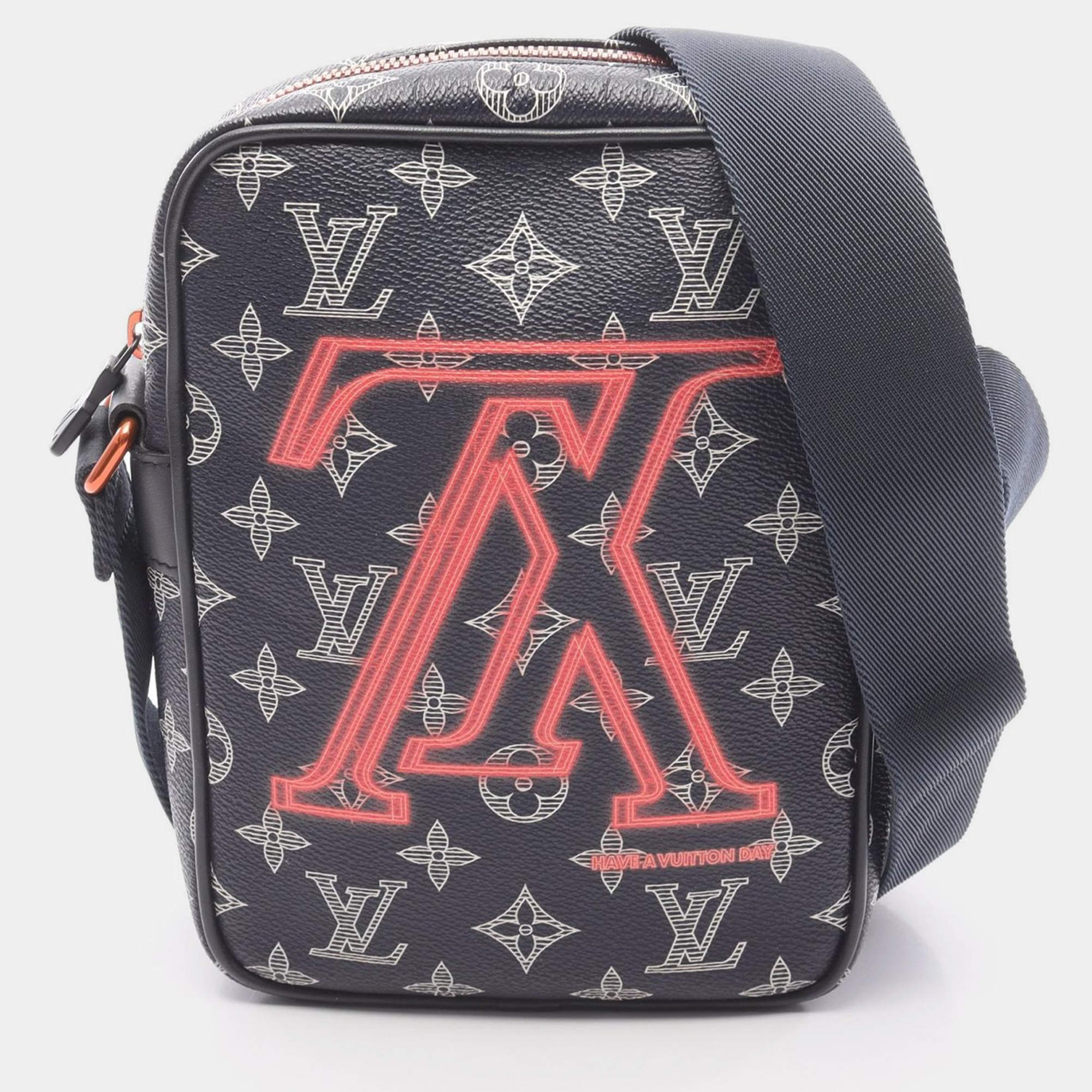 Pre Owned Louis Vuitton Danube PM Upside Down Ink Navy Blue/Red Monogram Canvas Shoulder Bag